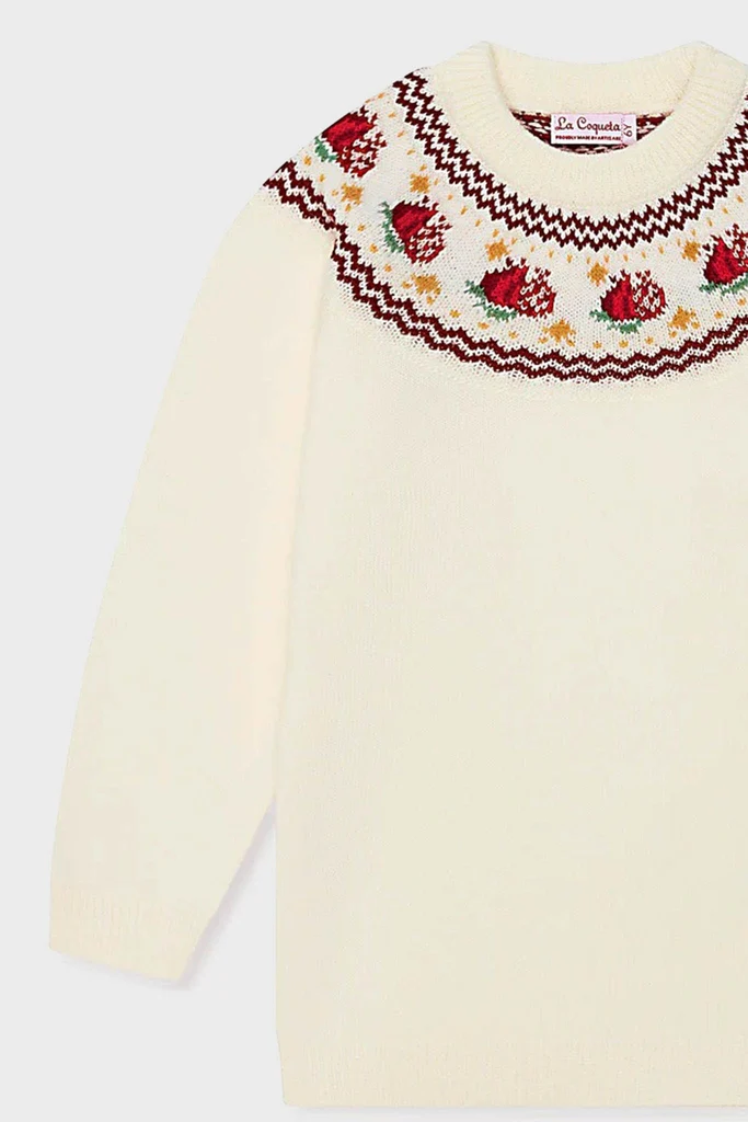 Ivory Grenada Fair Isle Merino Wool Girl Jumper - Image 3