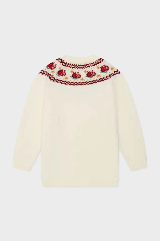 Ivory Grenada Fair Isle Merino Wool Girl Jumper - Image 4