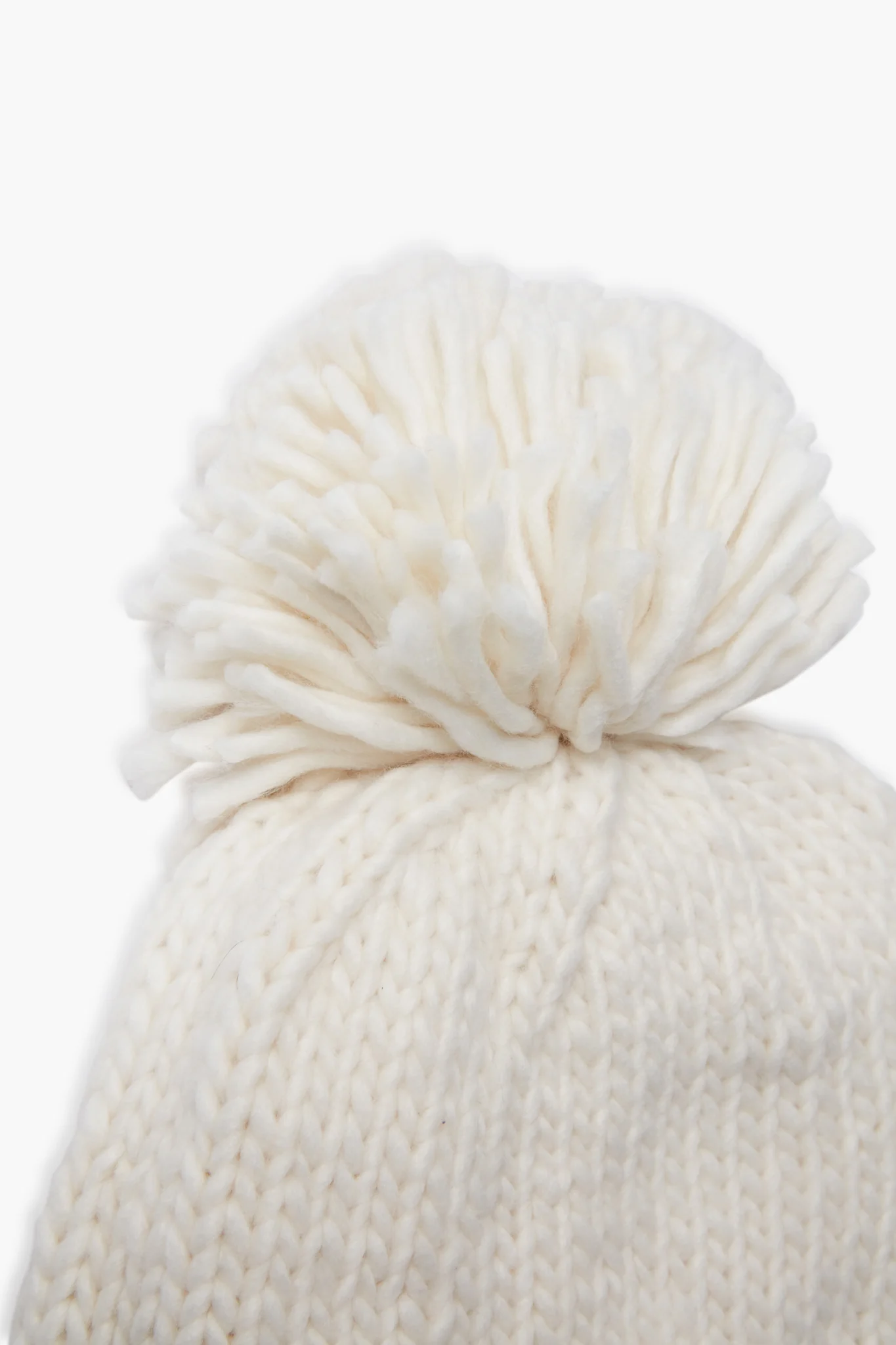 Ivory Hand Knitted Basic Pom Hat - Image 4