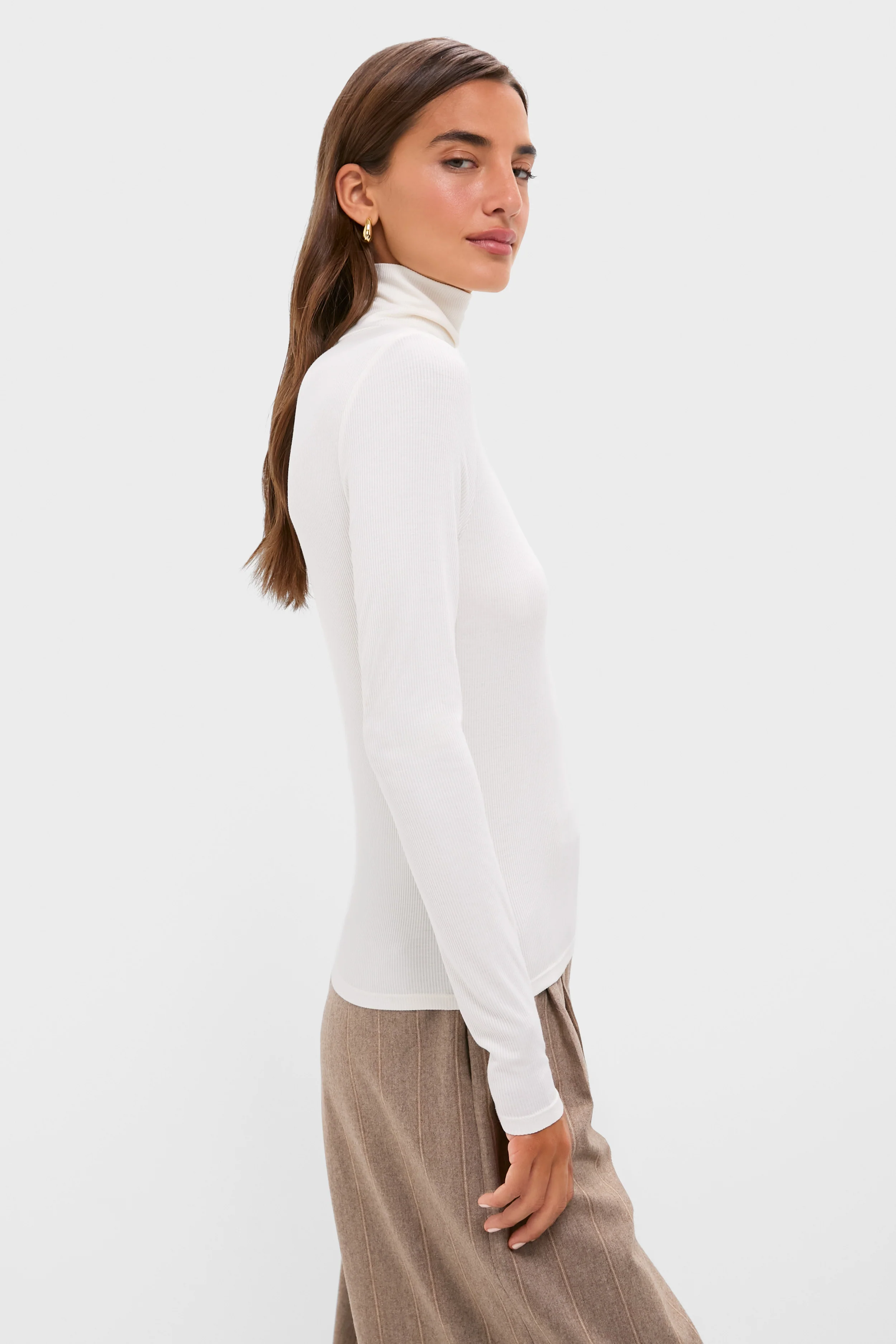 Ivory Lightweight Ribbed Topanga Turtleneck - Image 3
