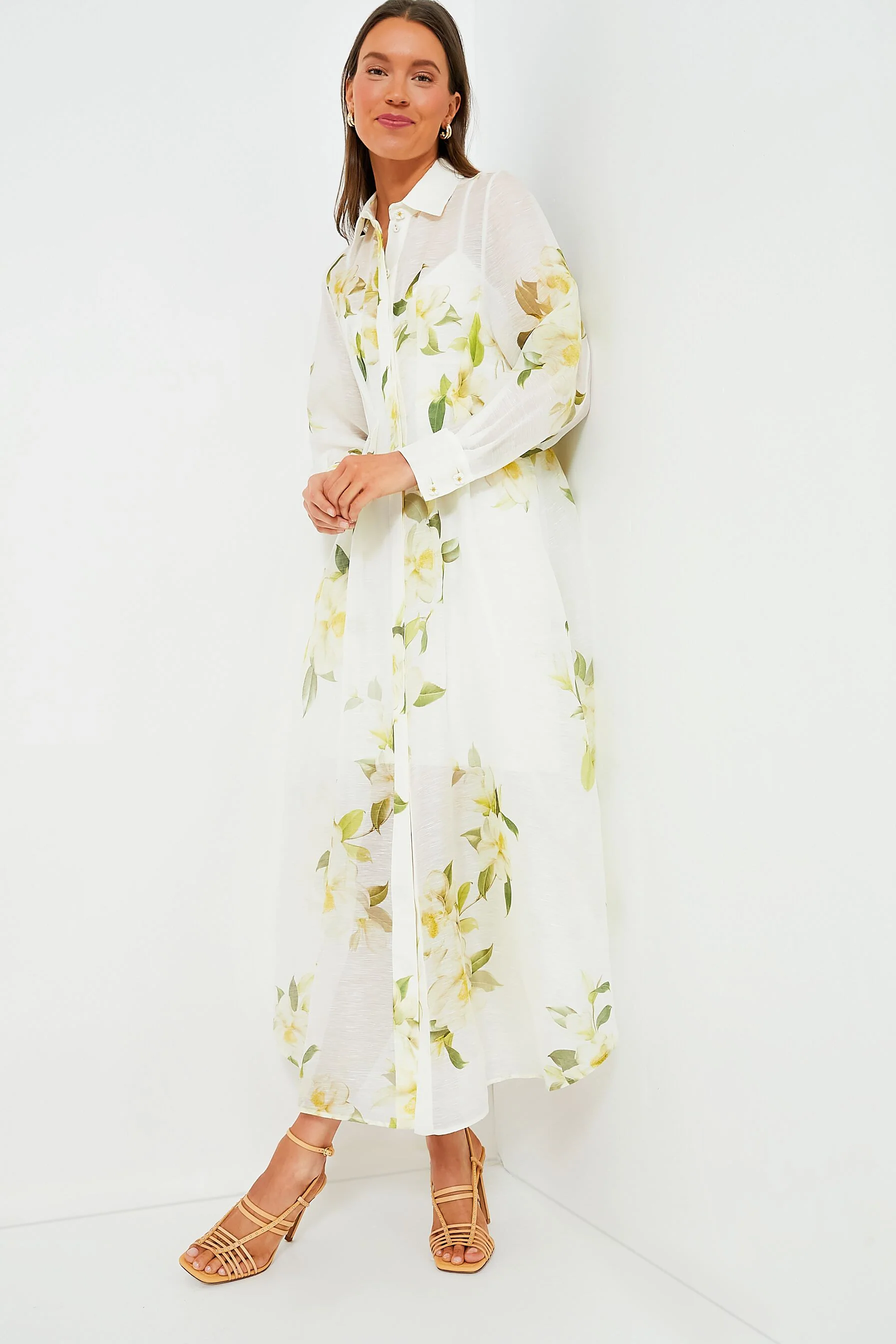 Ivory Magnolia Harmony Draped Shirt Dress - Image 2