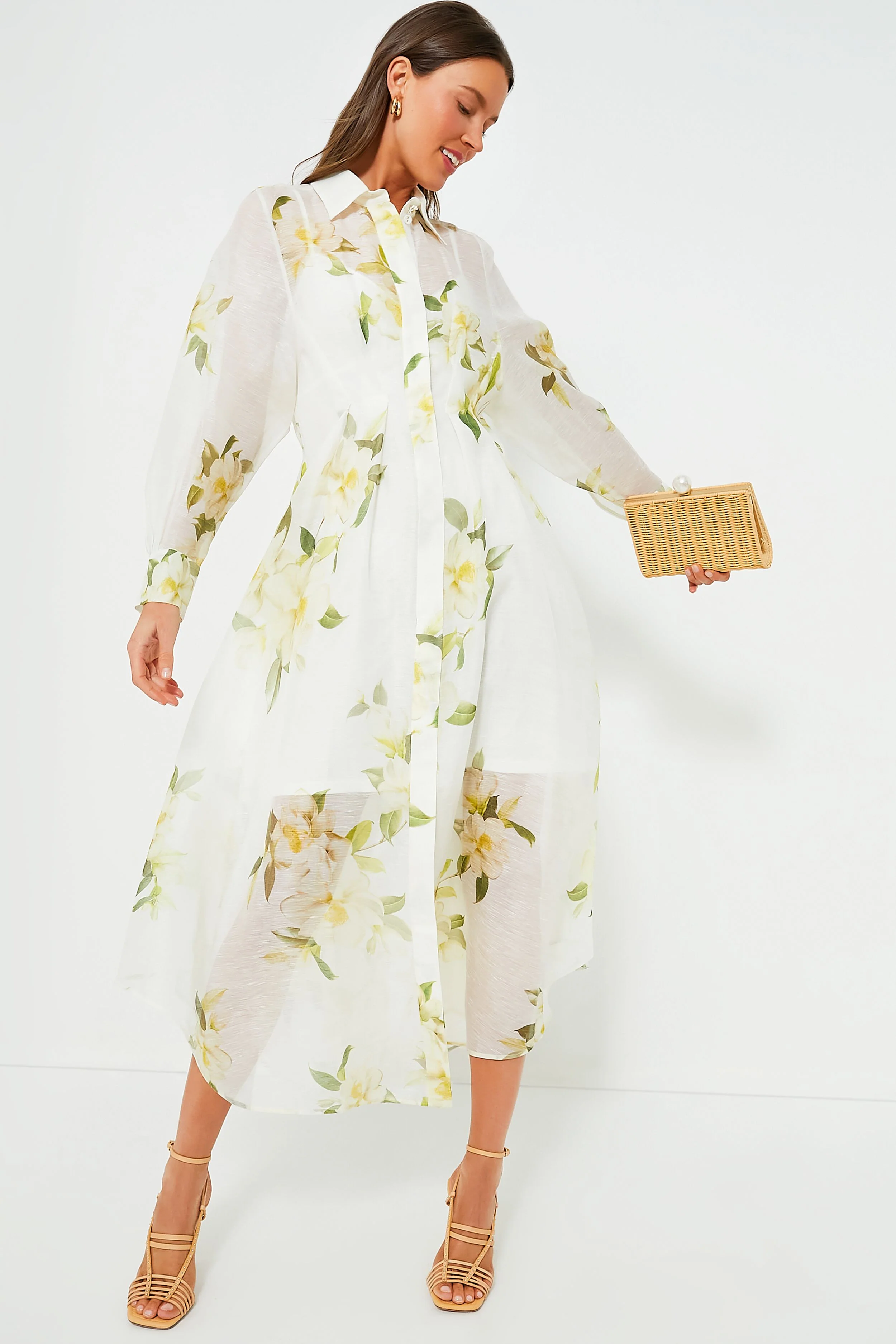 Ivory Magnolia Harmony Draped Shirt Dress - Image 3