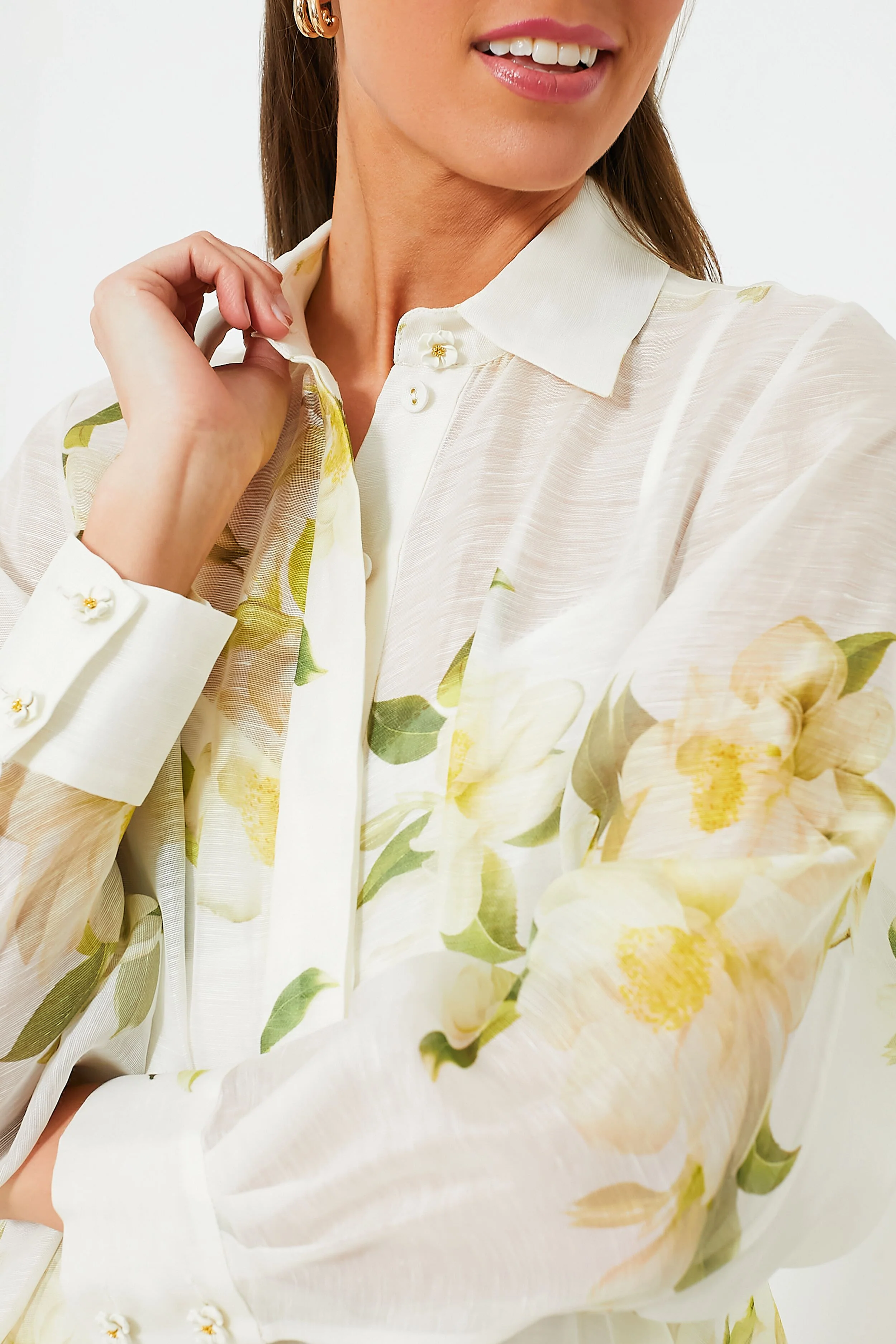 Ivory Magnolia Harmony Draped Shirt Dress - Image 6