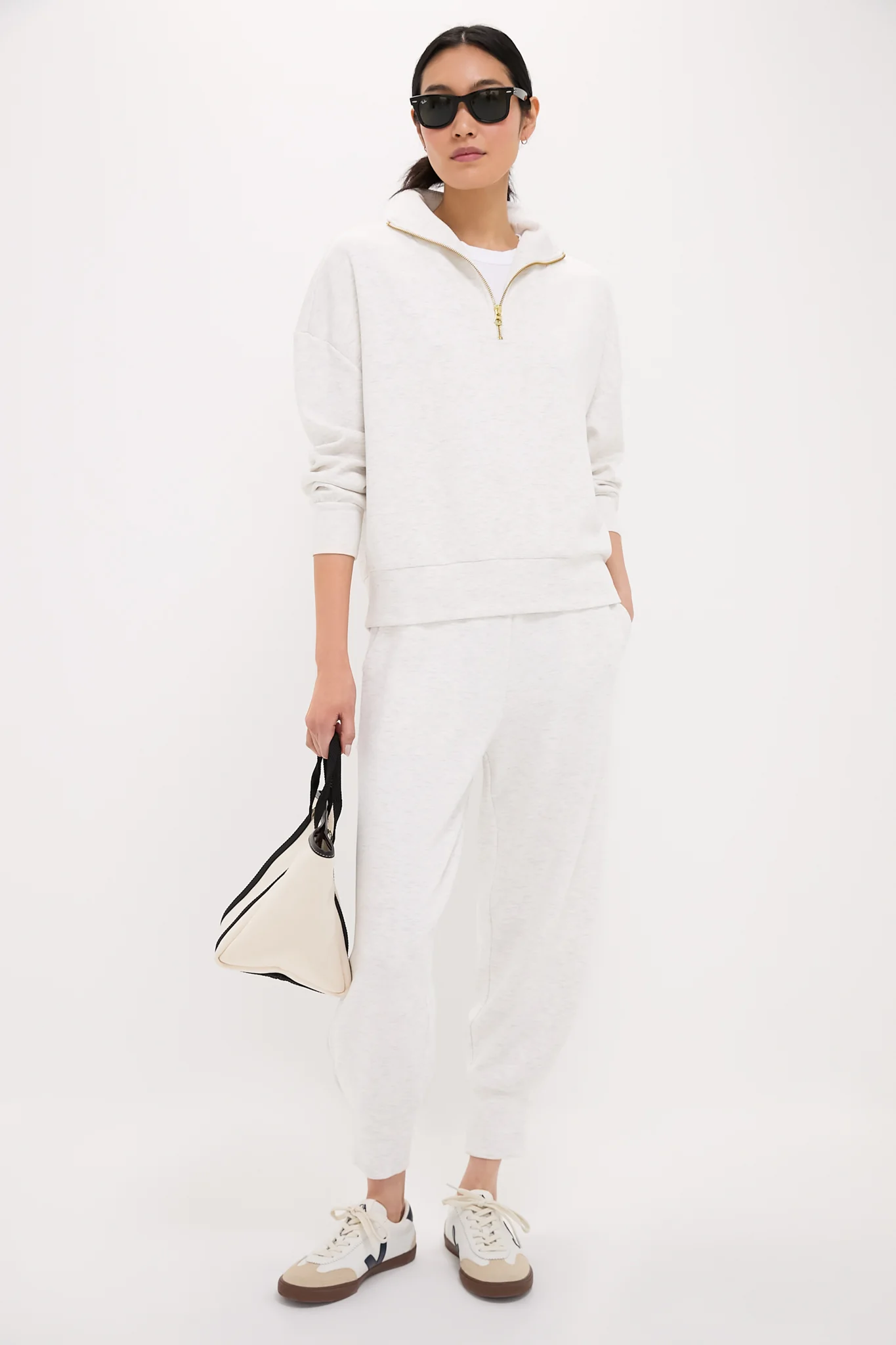 Ivory Marl Hawley Half Zip Sweat - Image 2