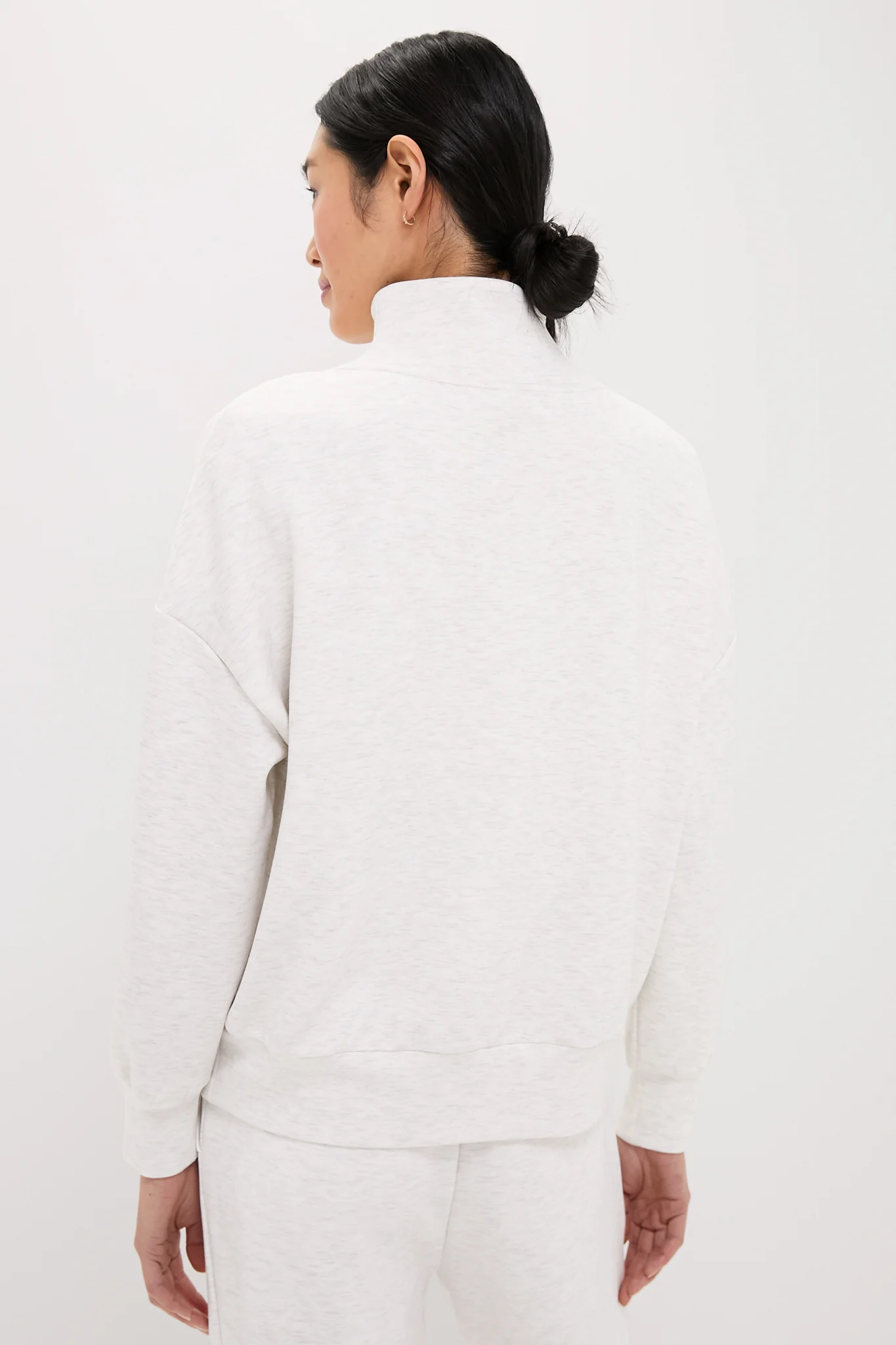 Ivory Marl Hawley Half Zip Sweat - Image 4