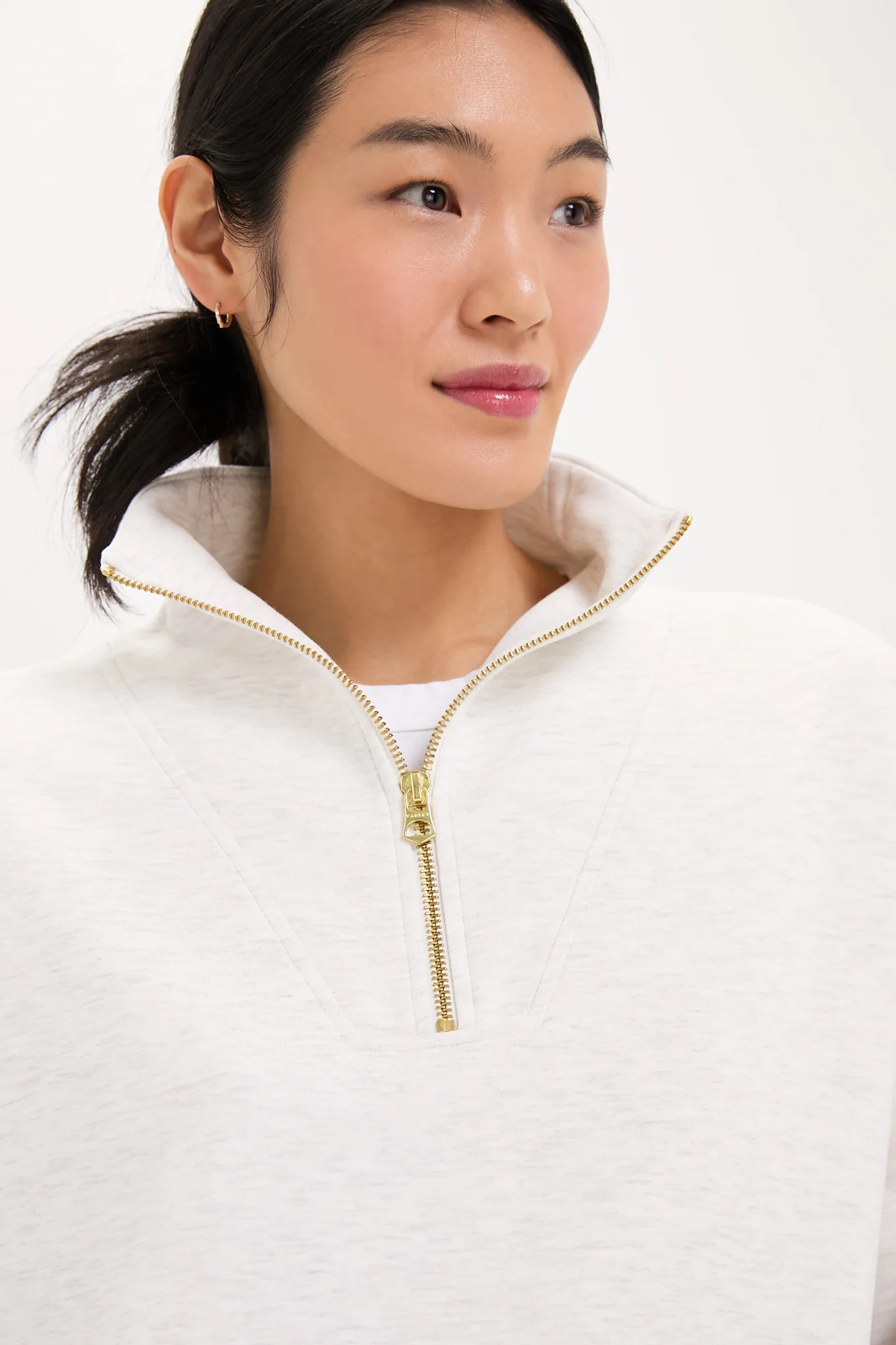 Ivory Marl Hawley Half Zip Sweat - Image 5