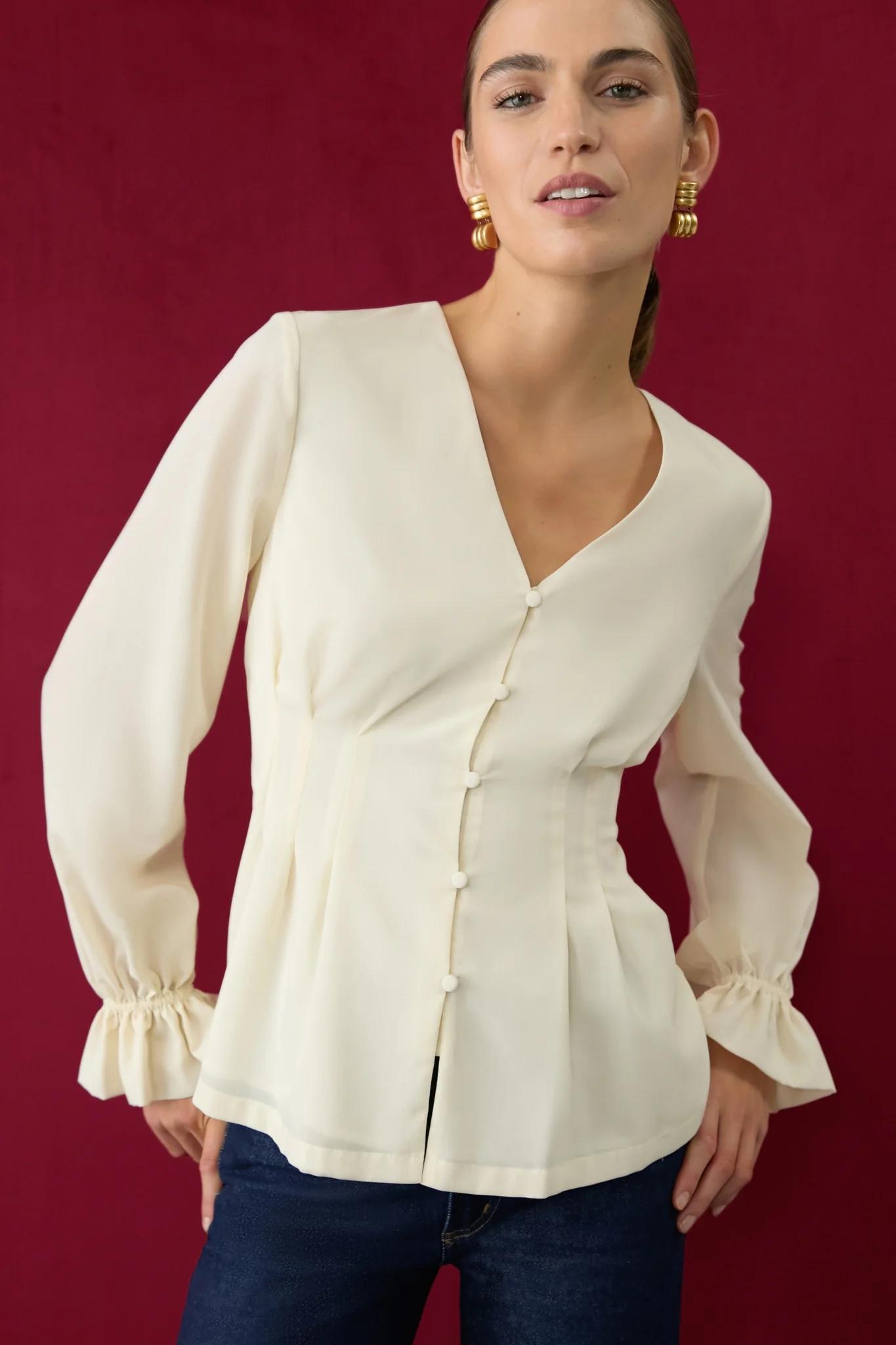 Ivory Pintuck Madison Blouse - Image 2