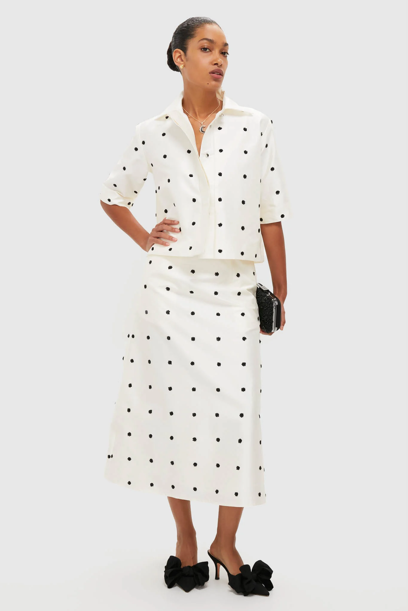Ivory Polka Dot Daphne Midi Skirt - Image 2