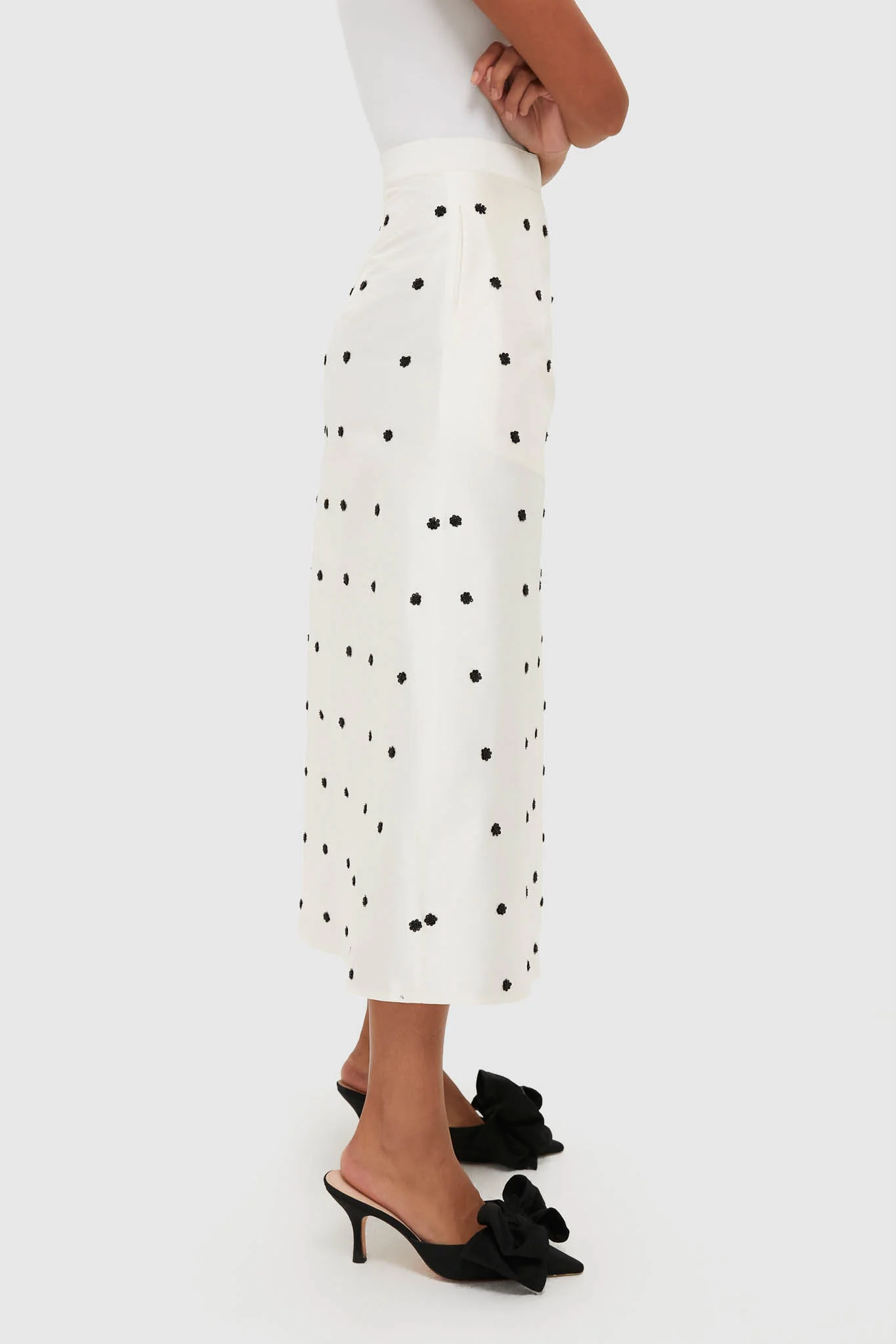 Ivory Polka Dot Daphne Midi Skirt - Image 3