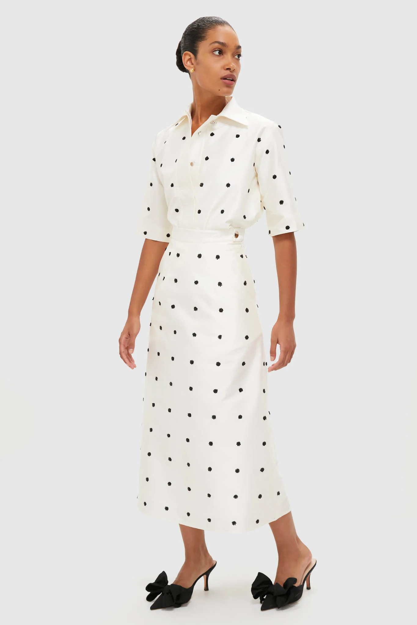 Ivory Polka Dot Daphne Midi Skirt - Image 6