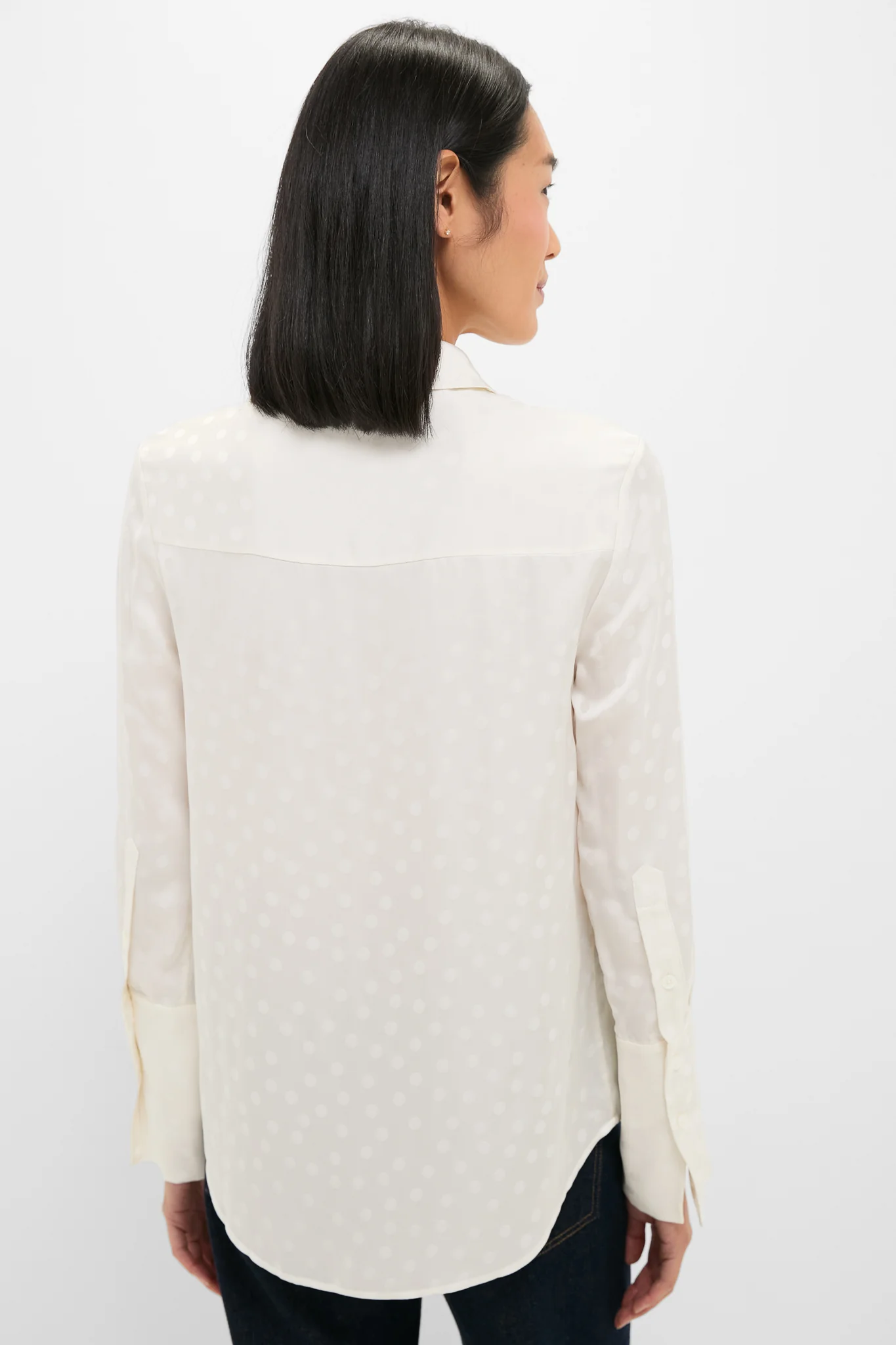 Ivory Scattered Dot Jacquard Amanda Shirt - Image 4