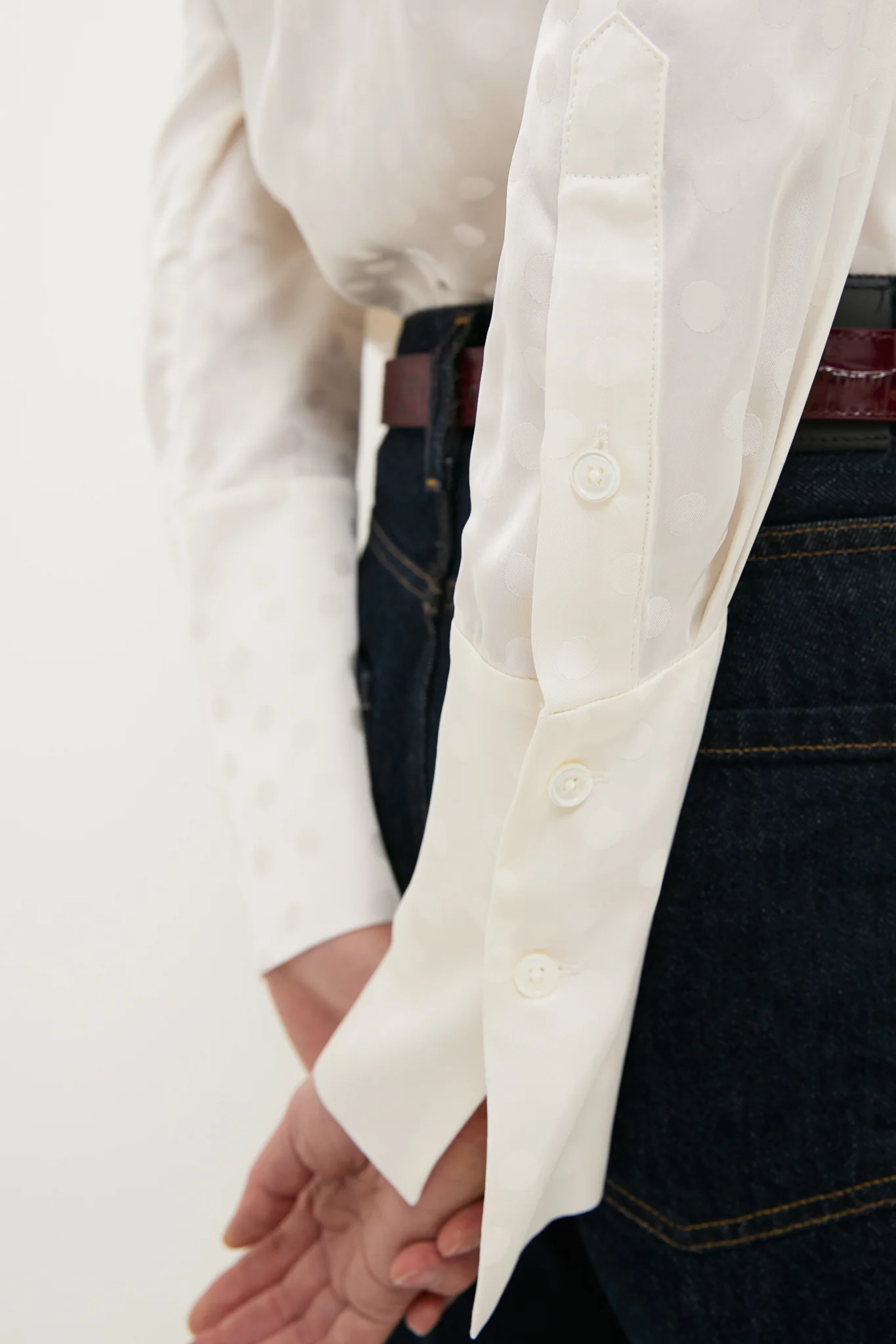 Ivory Scattered Dot Jacquard Amanda Shirt - Image 5