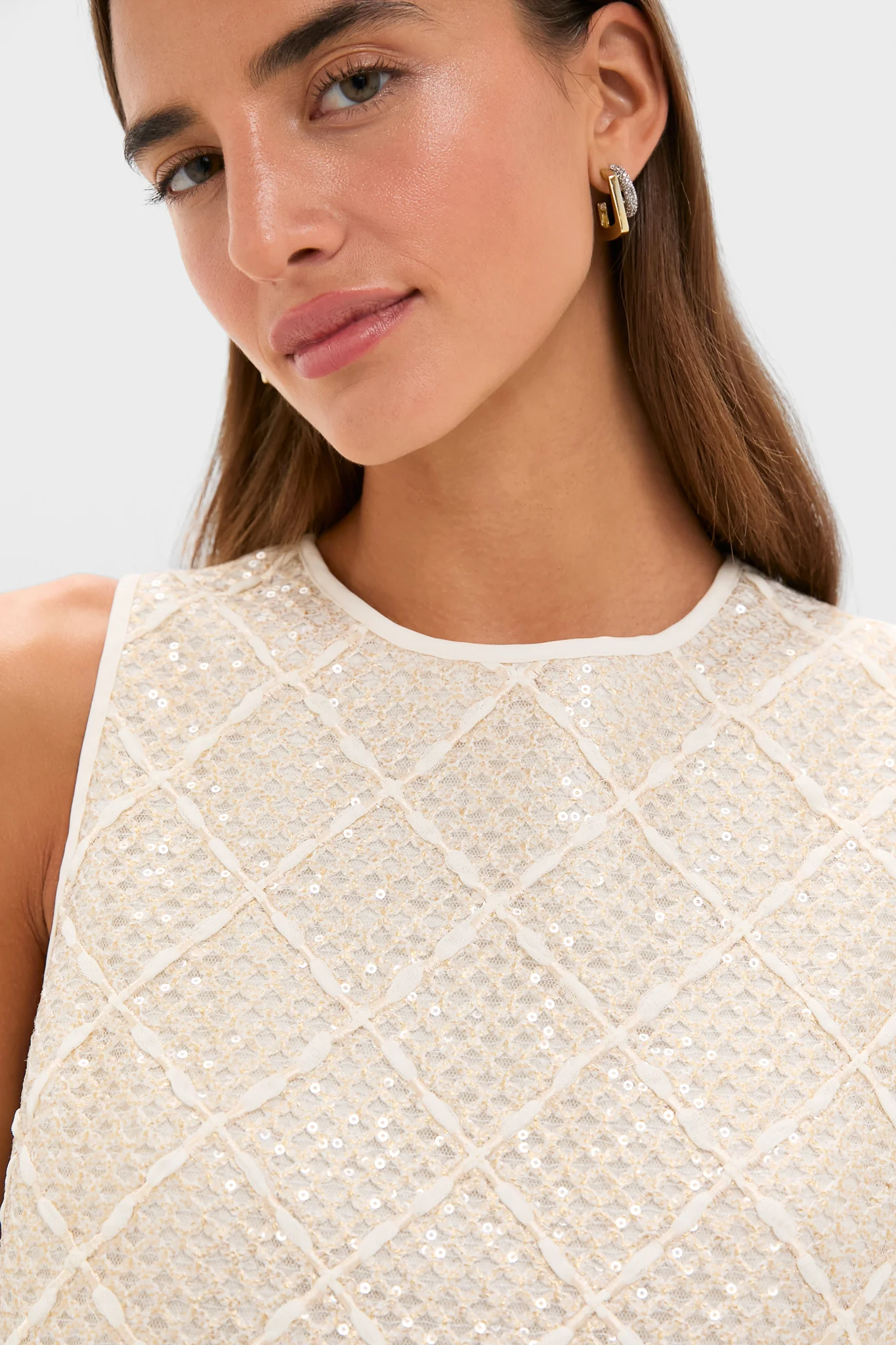 Ivory Sequin Sleeveless Keating Top - Image 2