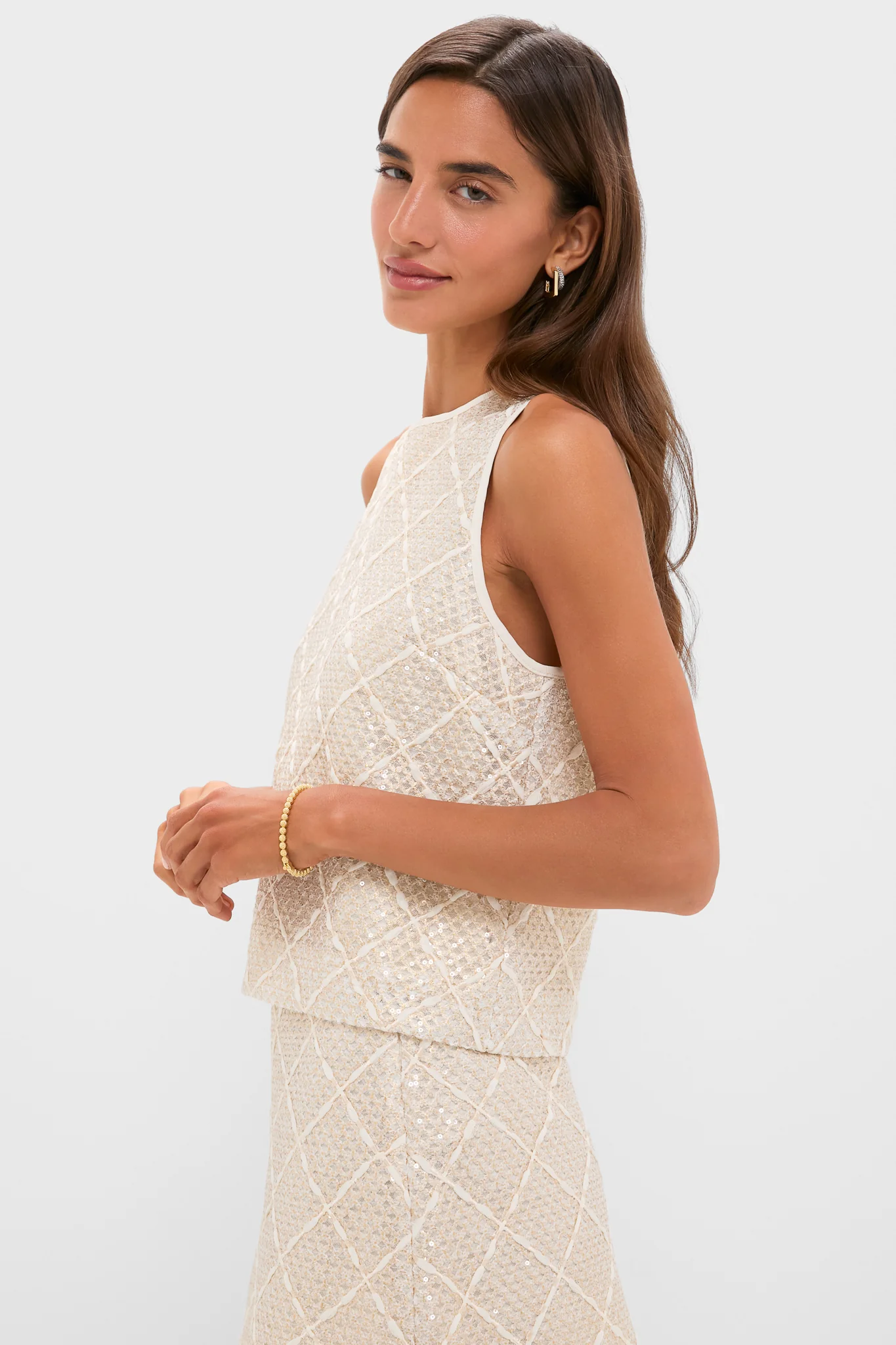 Ivory Sequin Sleeveless Keating Top - Image 3