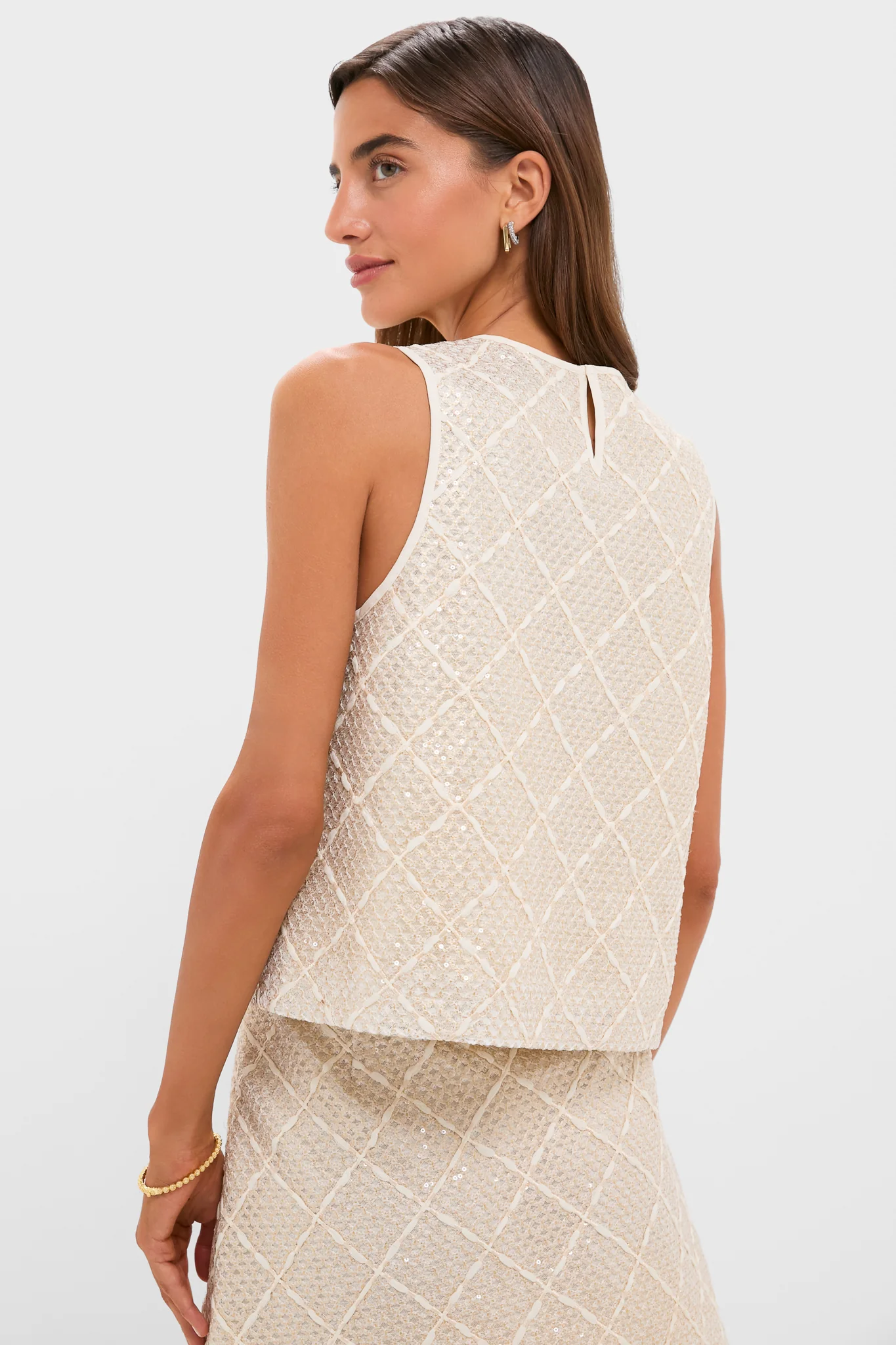 Ivory Sequin Sleeveless Keating Top - Image 4