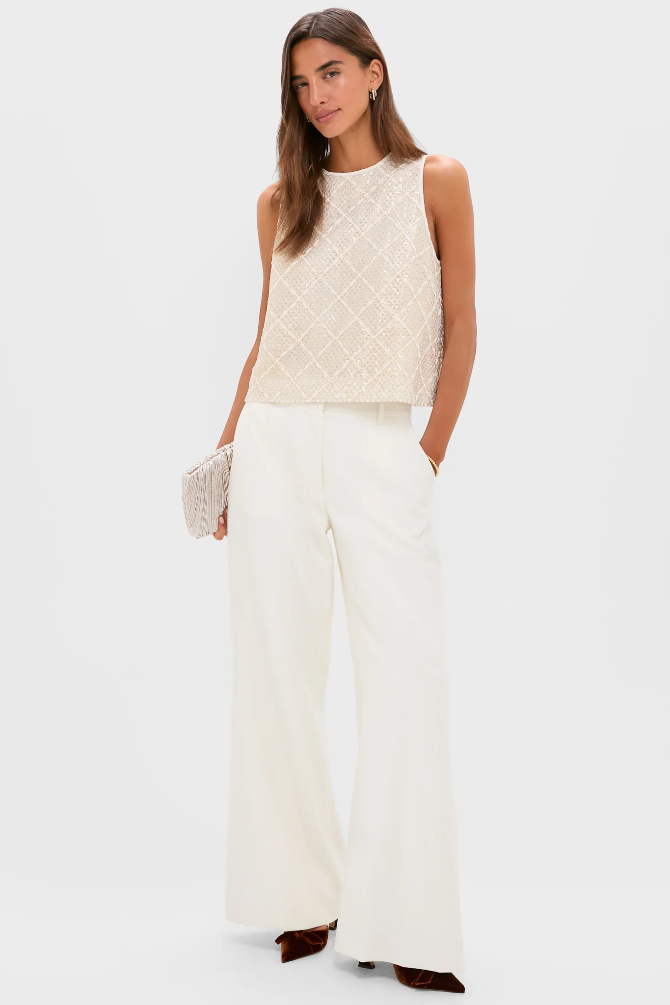Ivory Sequin Sleeveless Keating Top - Image 5