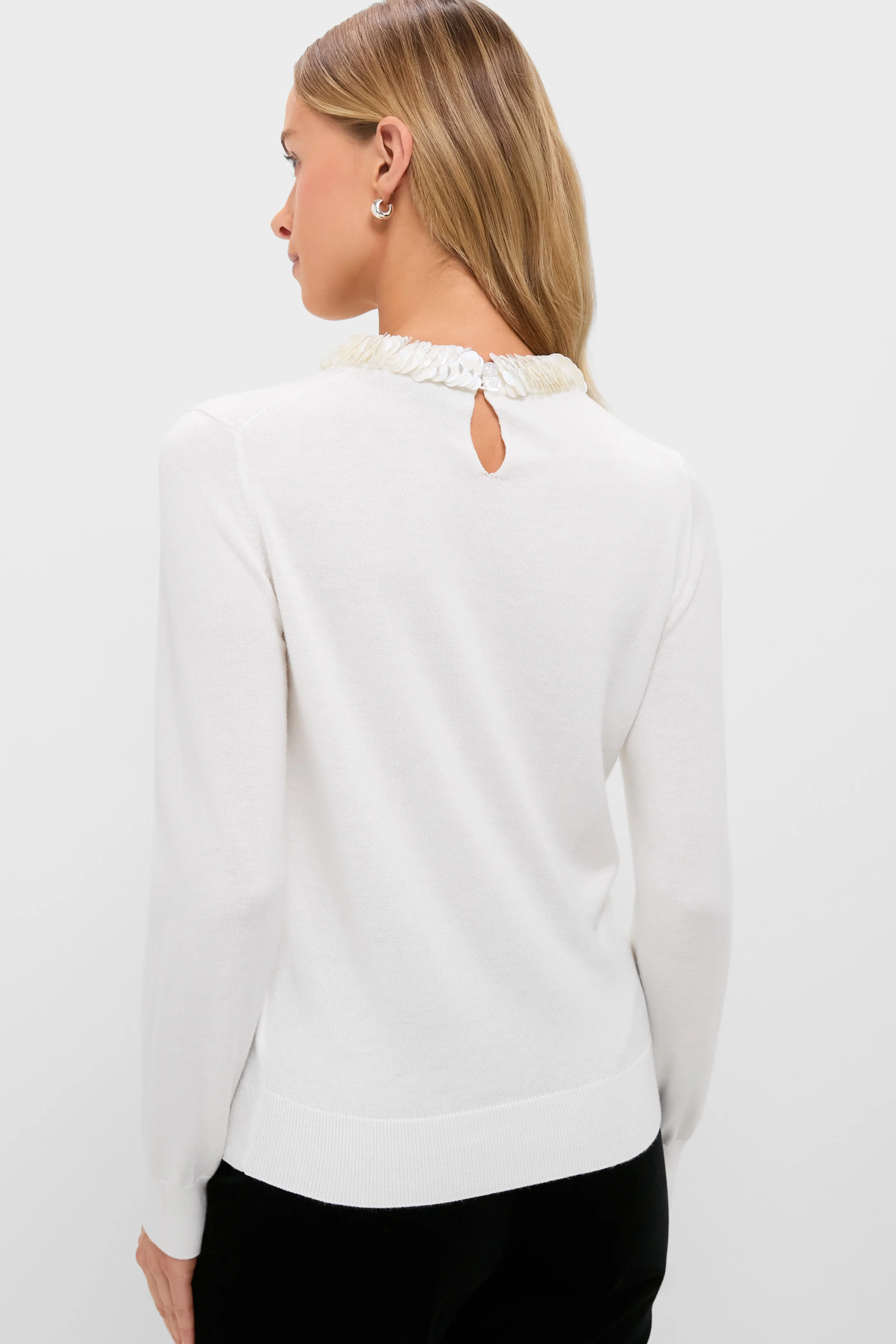 Ivory Sequin Trim Lina Sweater - Image 4