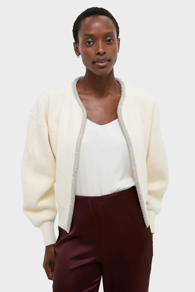 Ivory Sequin Trim Naomi Cardigan