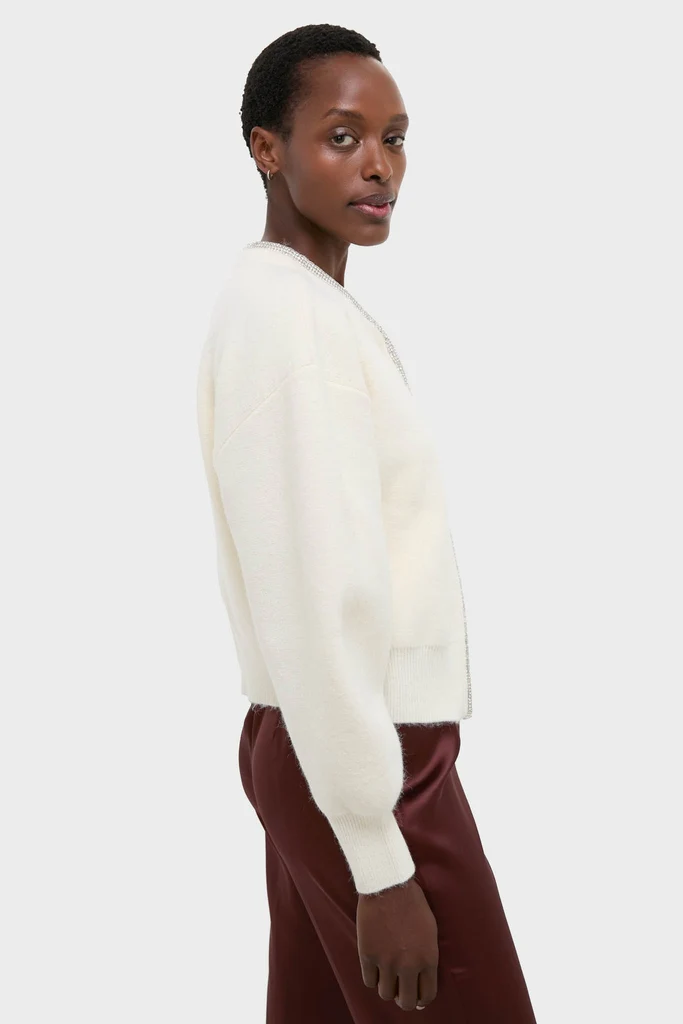 Ivory Sequin Trim Naomi Cardigan - Image 3