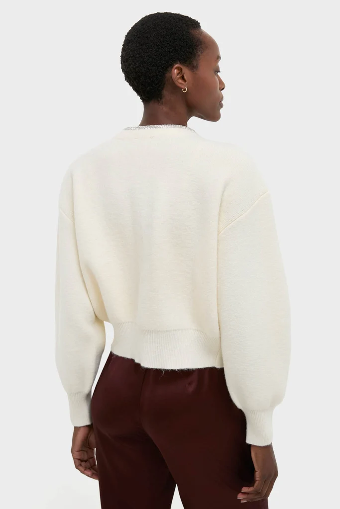 Ivory Sequin Trim Naomi Cardigan - Image 4