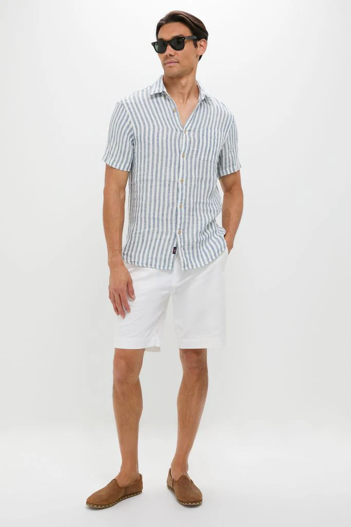Ivory Stripe Short Sleeve Palma Linen Shirt