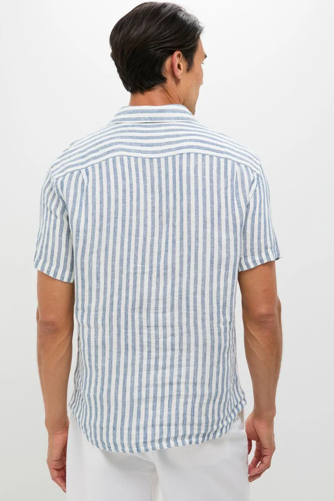 Ivory Stripe Short Sleeve Palma Linen Shirt - Image 4