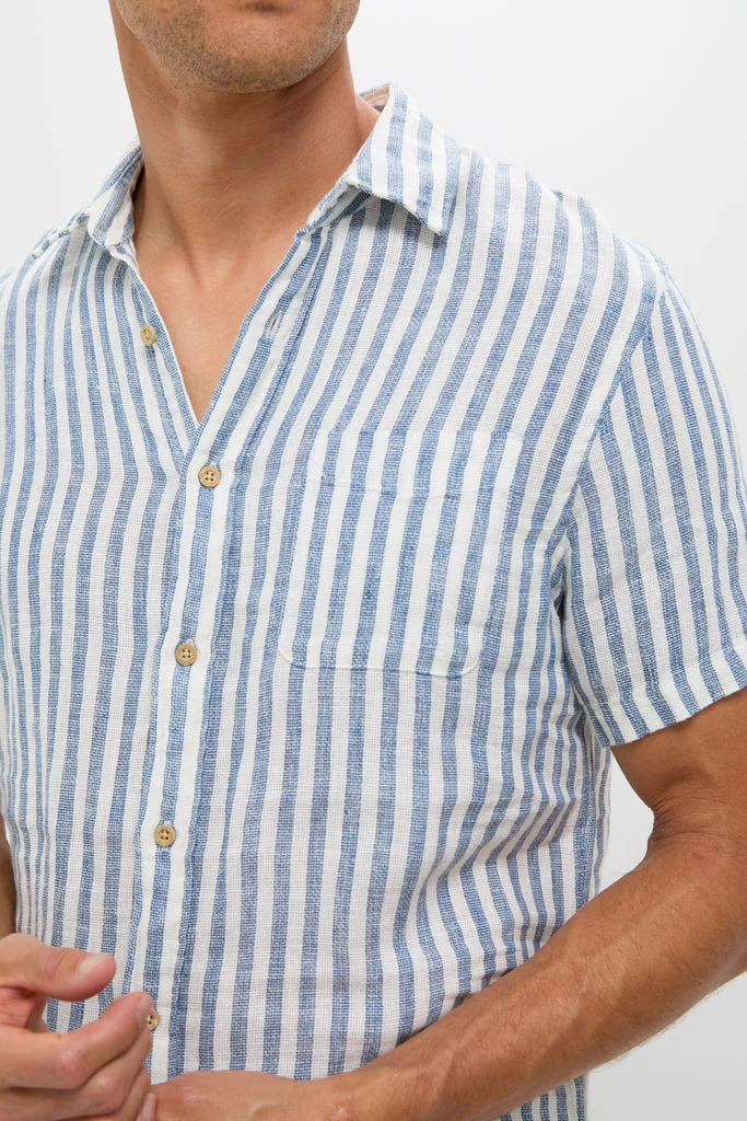 Ivory Stripe Short Sleeve Palma Linen Shirt - Image 6
