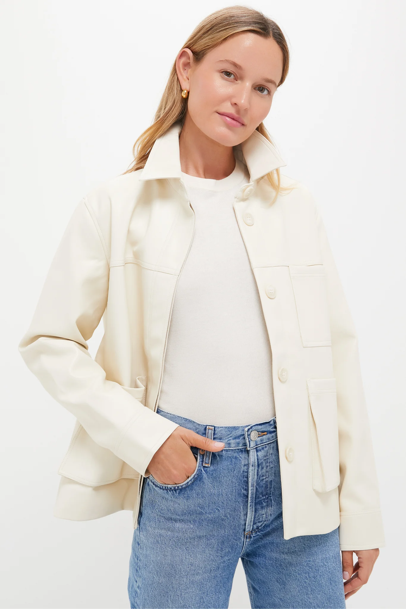Ivory Telsey Faux Leather Jacket