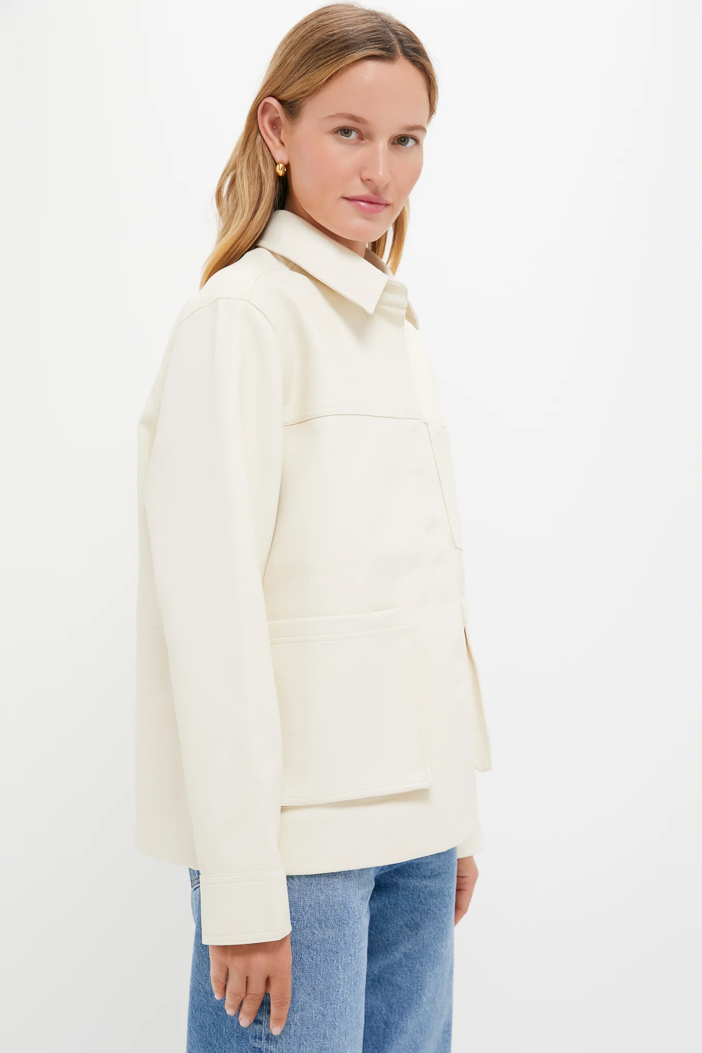 Ivory Telsey Faux Leather Jacket - Image 3