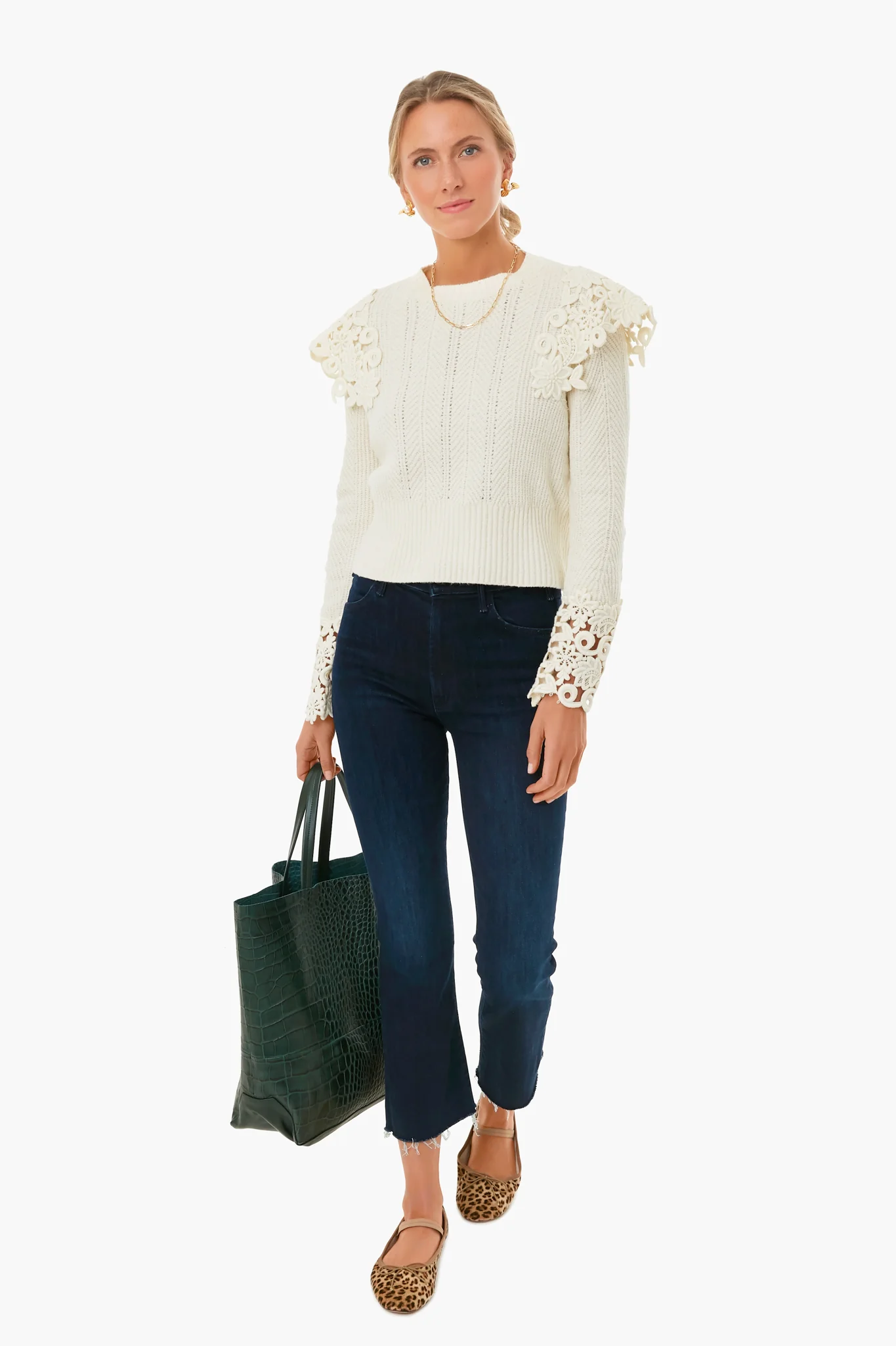Ivory Zandra Longsleeve Knit with Lace - Image 2