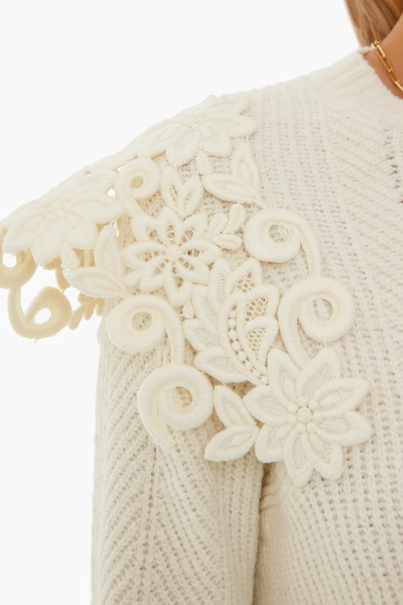 Ivory Zandra Longsleeve Knit with Lace - Image 4