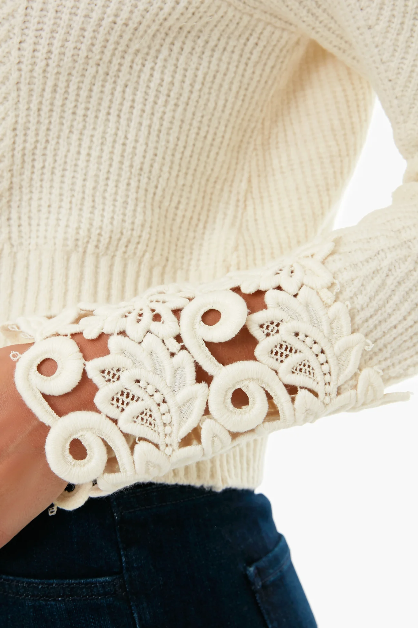 Ivory Zandra Longsleeve Knit with Lace - Image 5