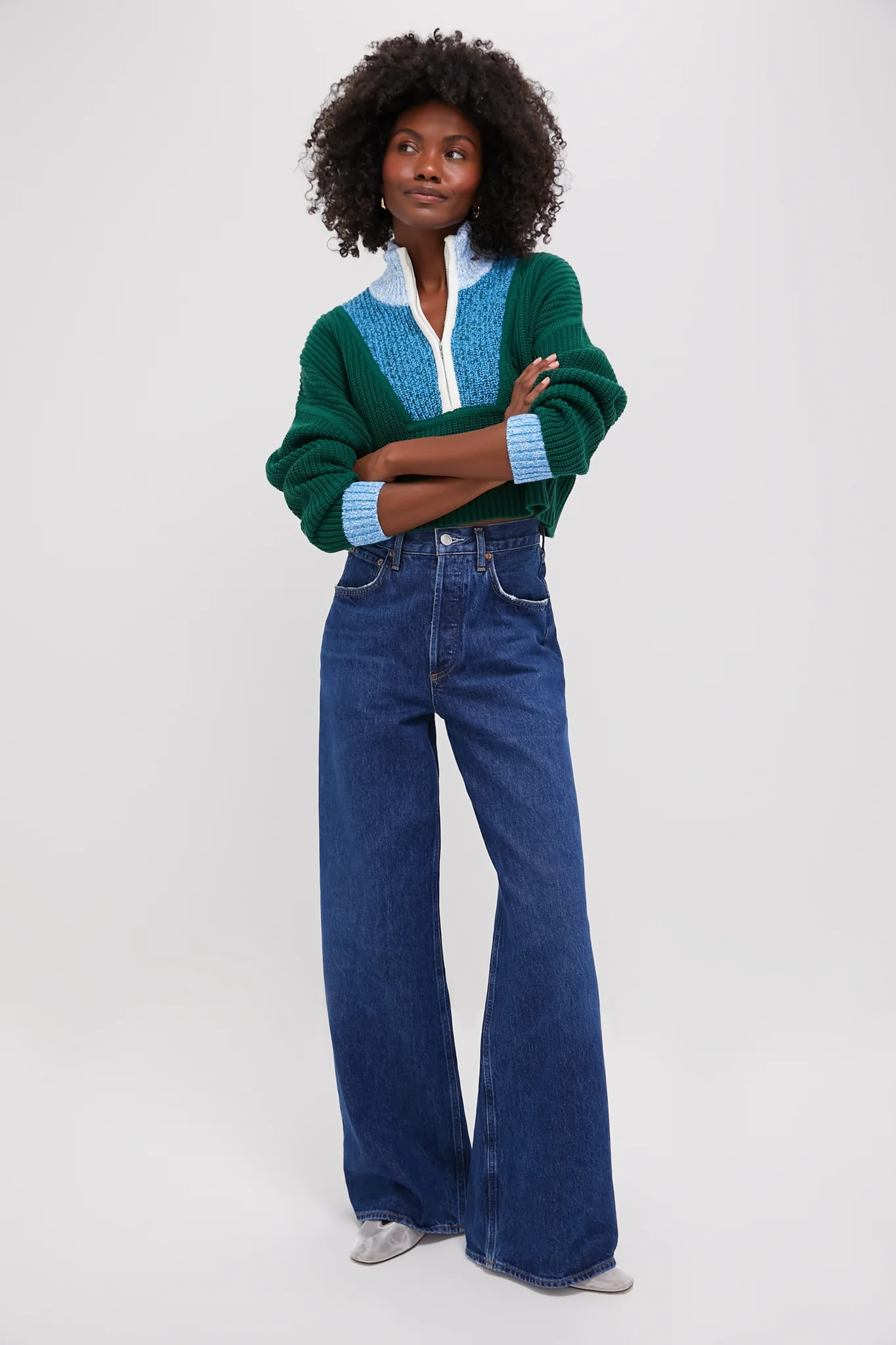 Jungle, Sky and Ivory Cropped Hampton Sweater - Image 6