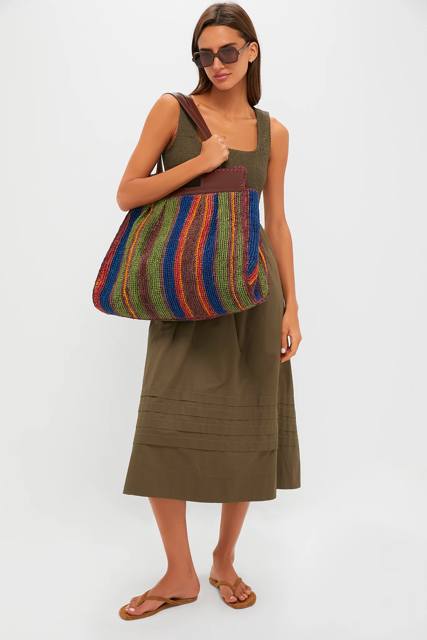 Jungle Stripe Raffia Rue Tote Bag - Image 3