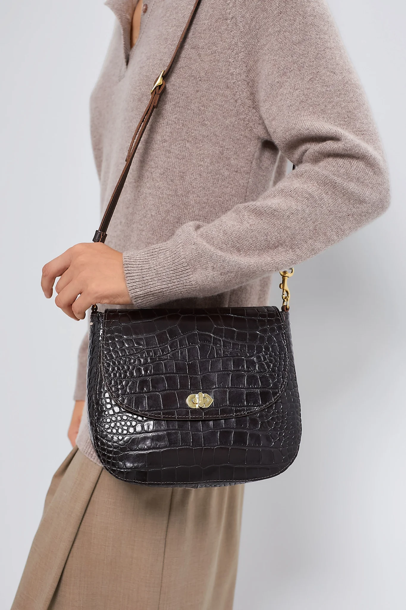 Kalamata Turnlock Louis Bag with Curb Chain Shortie Strap - Image 4