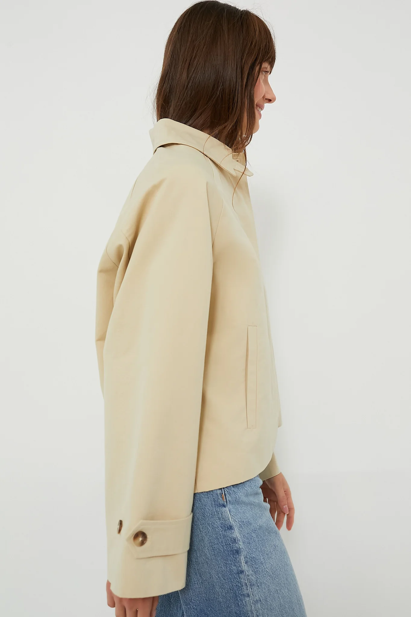 Khaki Drew Short Trench Coat - Image 3
