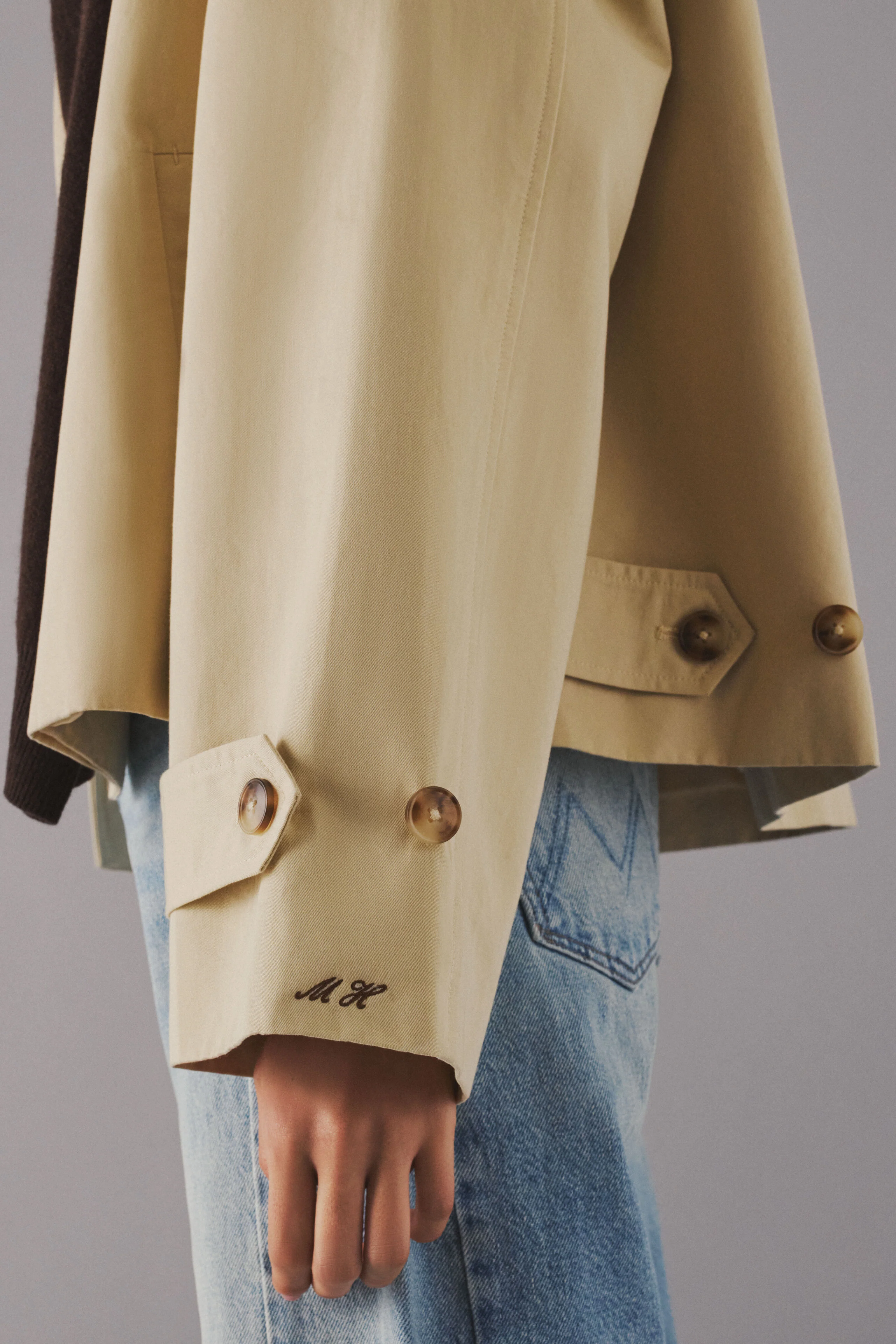 Khaki Drew Short Trench Coat - Image 7