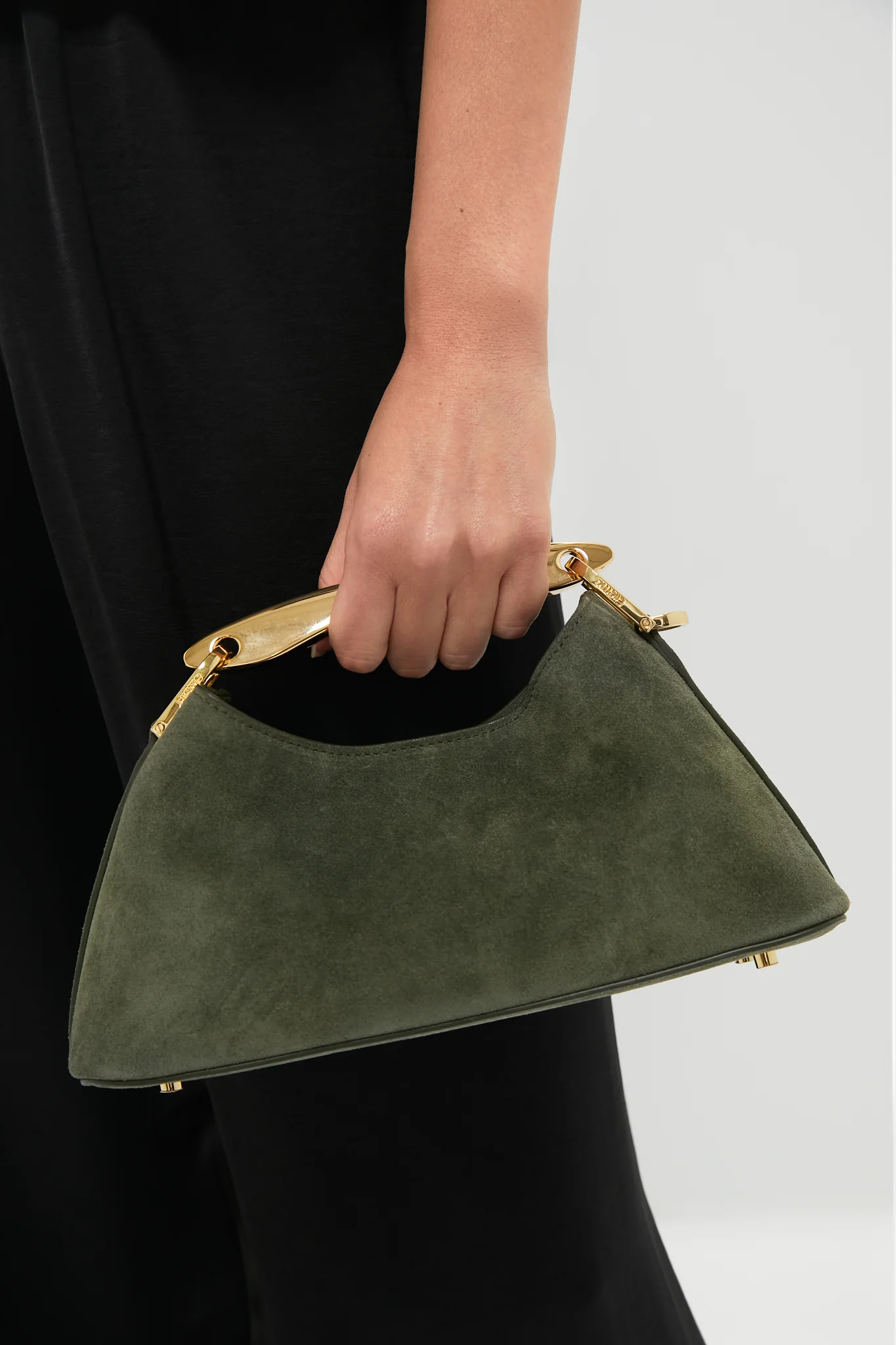 Khaki Suede Mini Boomerang Bag - Image 2