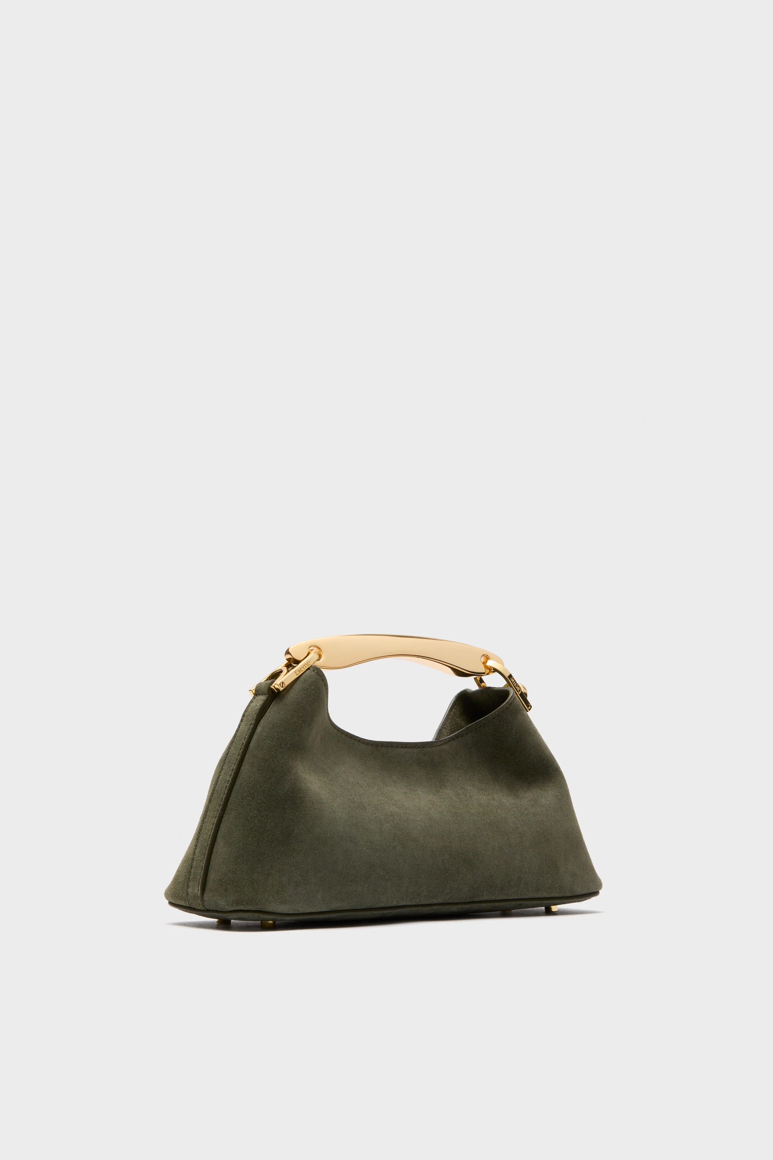 Khaki Suede Mini Boomerang Bag - Image 4
