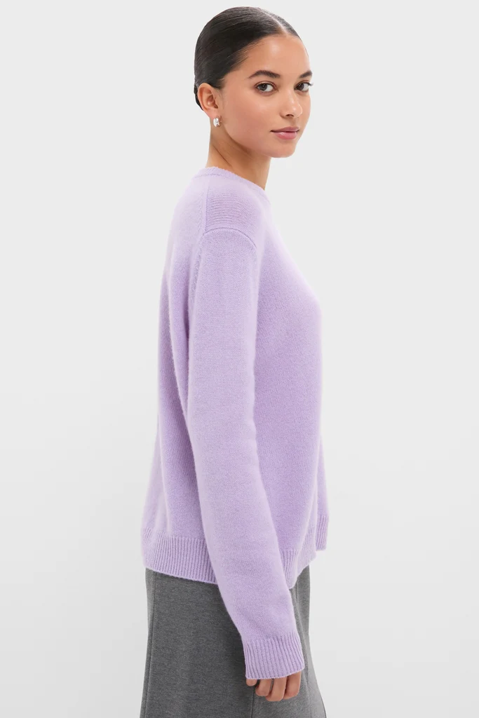 Lavender Frost Cashmere Boyfriend Bodie Crewneck Sweater - Image 3