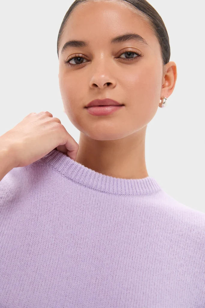 Lavender Frost Cashmere Boyfriend Bodie Crewneck Sweater - Image 5
