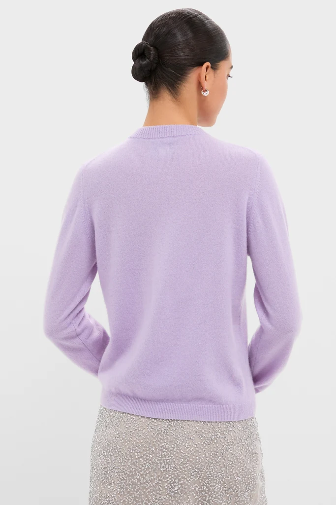 Lavender Frost Cashmere Covered Button Quinn Cardigan - Image 4