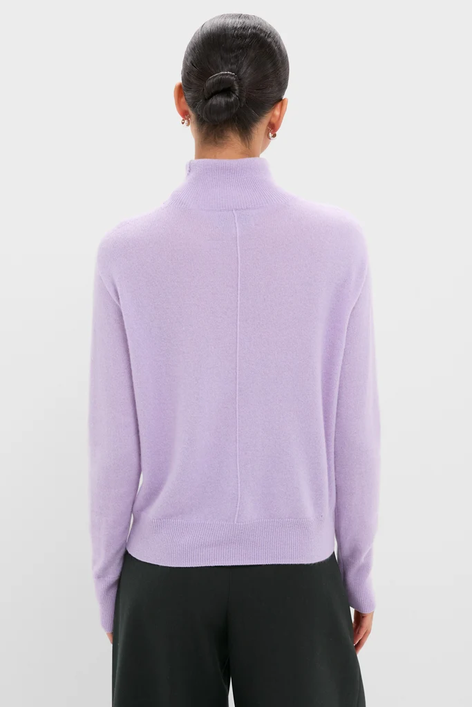 Lavender Frost Cashmere Turtleneck Sweater - Image 4