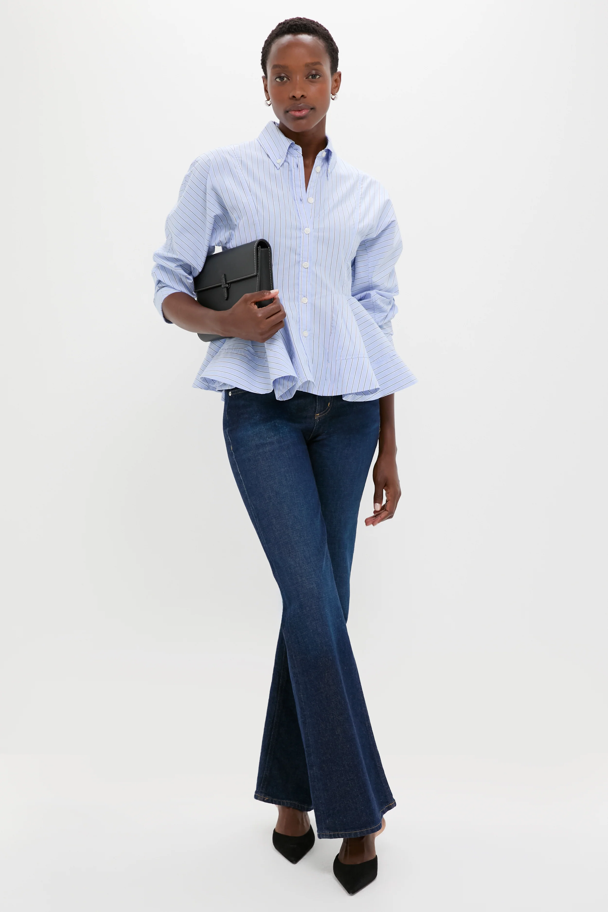 Lavender Lustre Stripe Cotton Peplum Shirt - Image 2