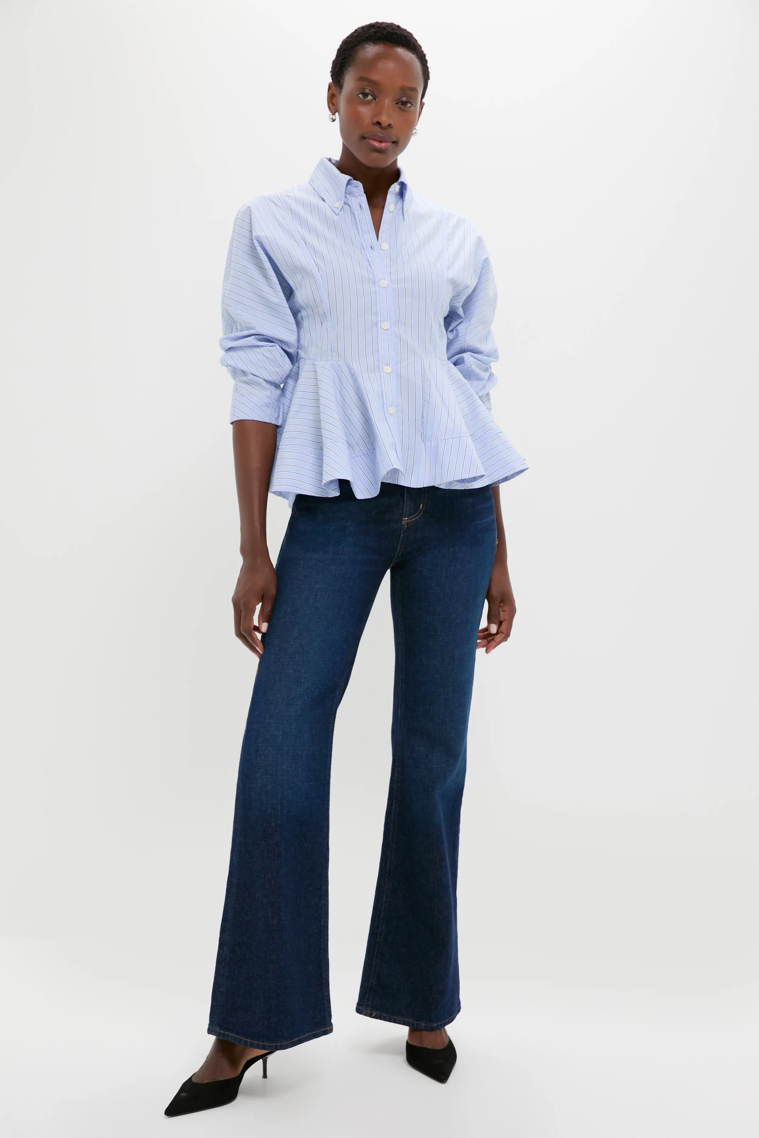 Lavender Lustre Stripe Cotton Peplum Shirt - Image 6