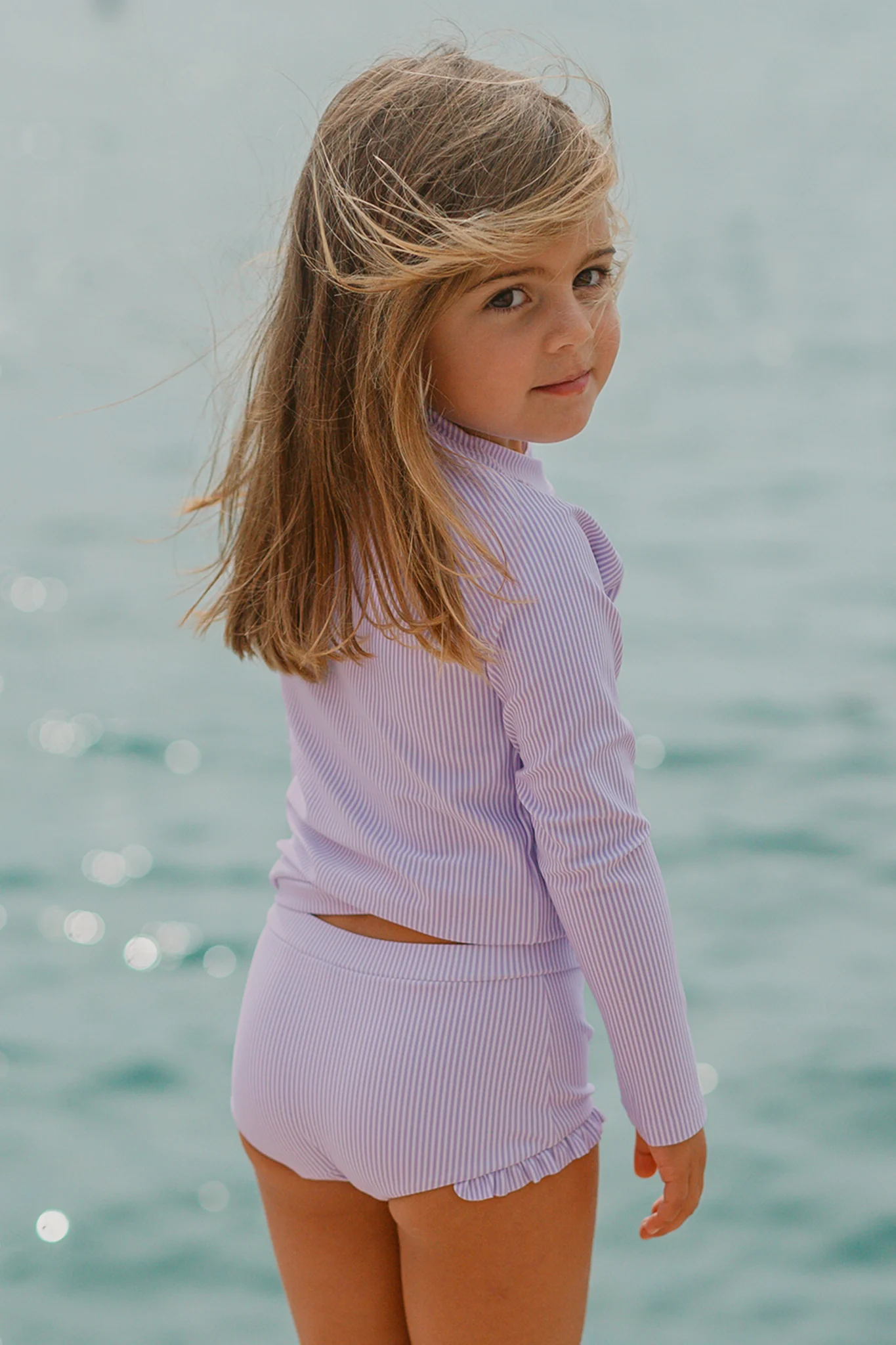 Lavender Micro Stripe Rashguard Set - Image 2