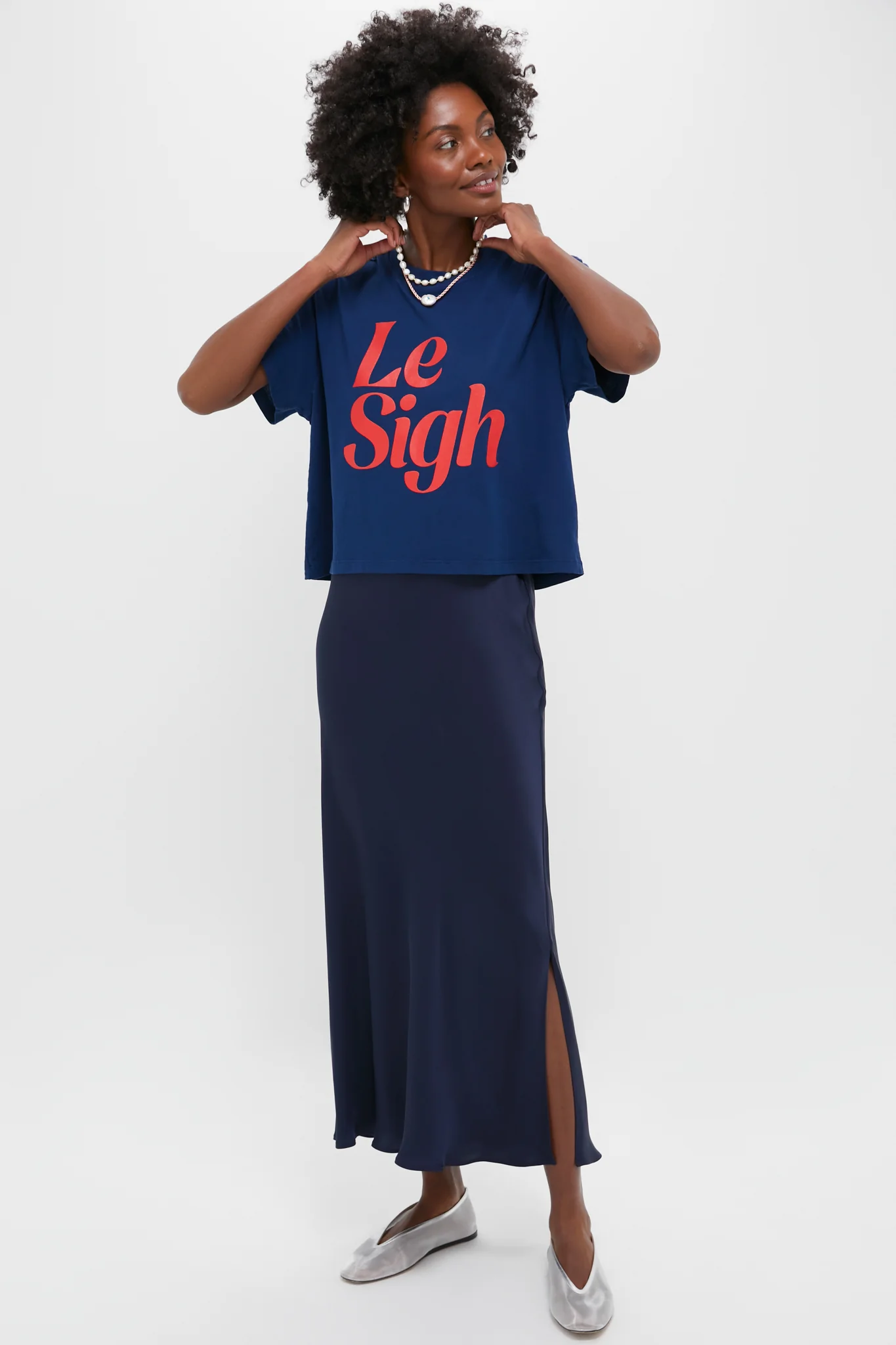 Le Sigh Navy Shrunken Boy Tee - Image 6