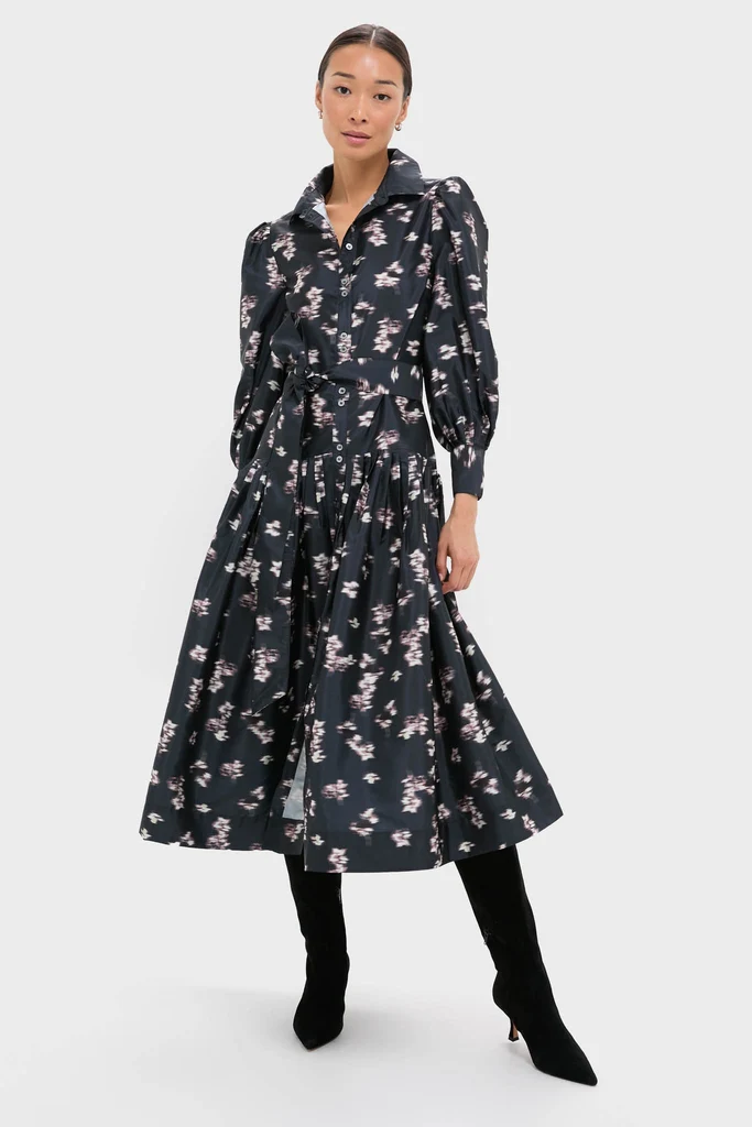 Lebombo Black Nora Midi Dress