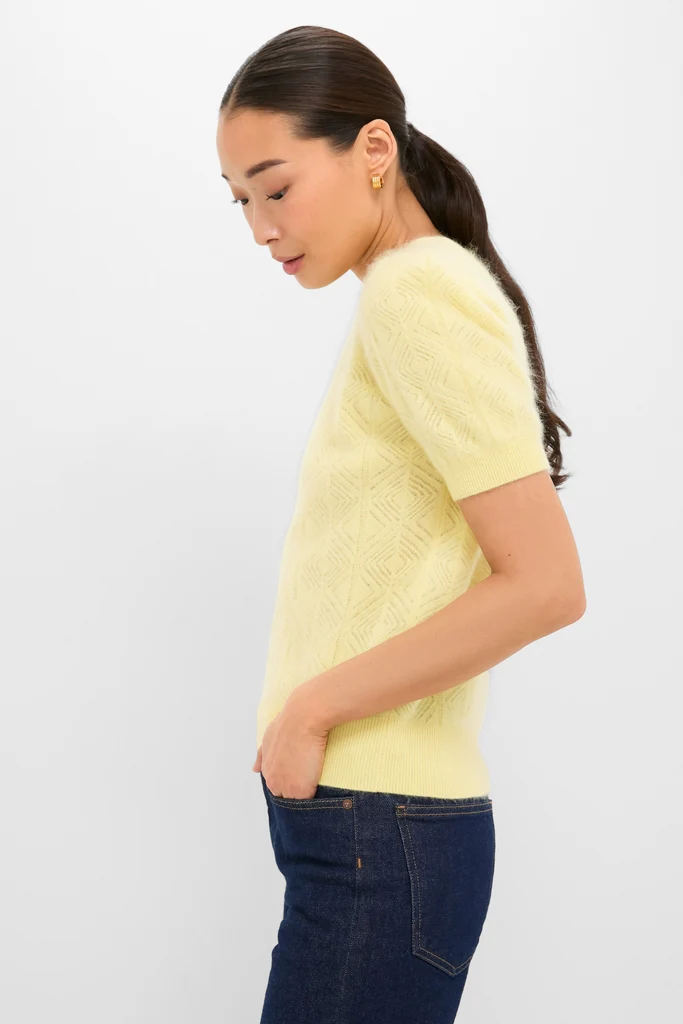 Lemongrass Brushed Merino Wool Puff Sleeve Lexie Sweater - Image 3