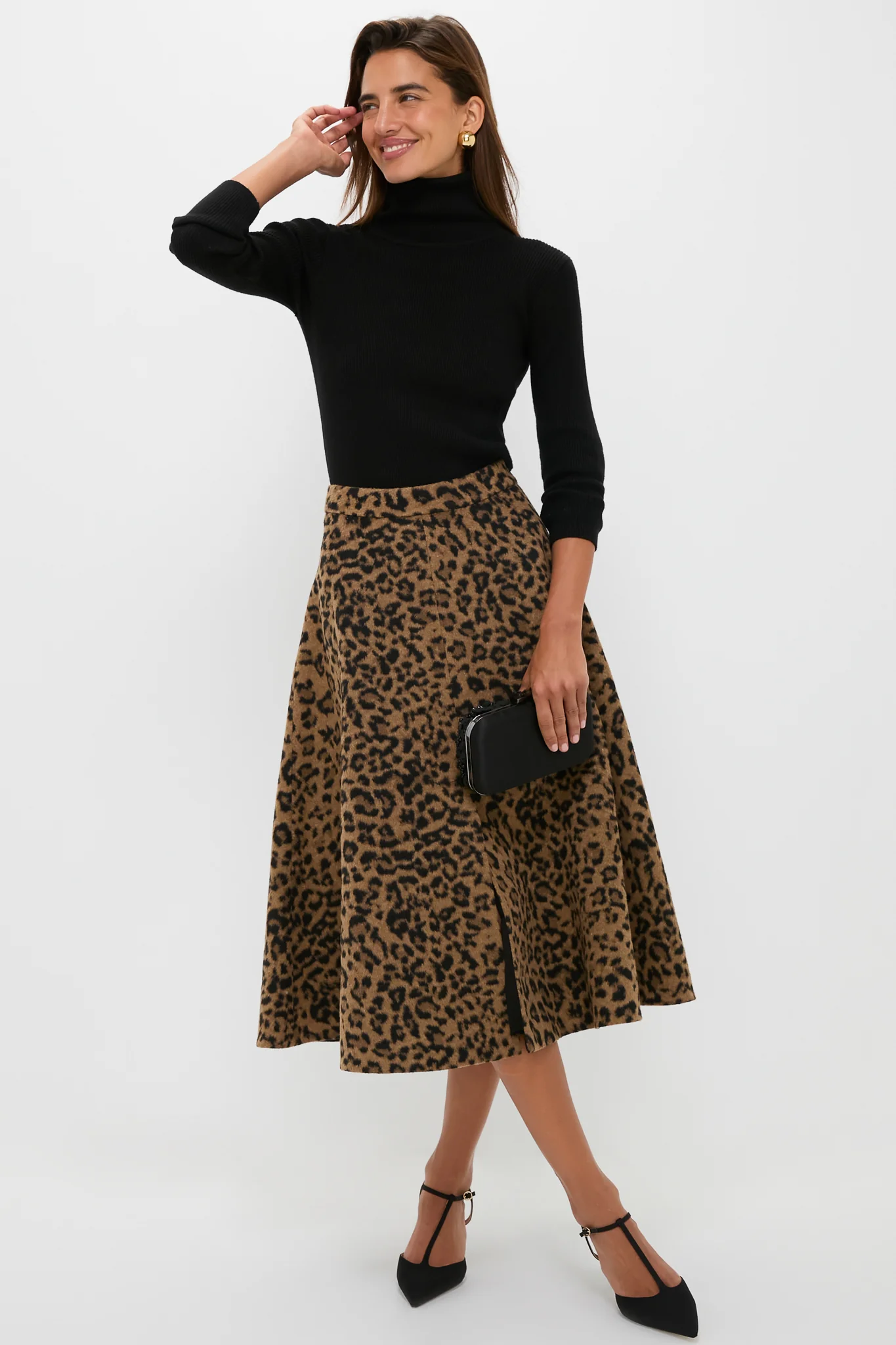 Leopard Brushed Wool Andrea Circle Skirt - Image 2